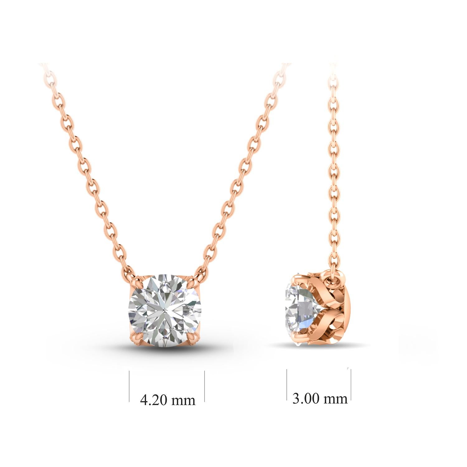 Harakh GIA-zertifizierte 0,27 Karat Solitär-Diamant-Anhänger-Halskette aus 18 Kt Gold (Zeitgenössisch) im Angebot