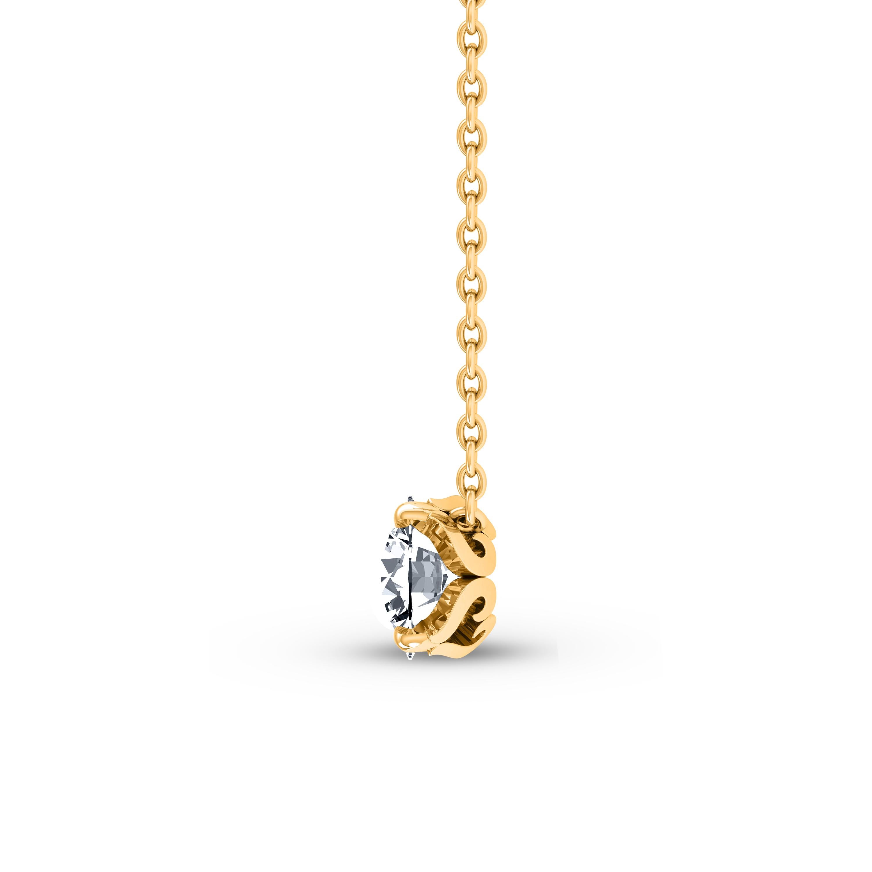 Contemporary HARAKH GIA Certified 0.27 Carat Solitaire Diamond Pendant Necklace in 18 Kt Gold For Sale
