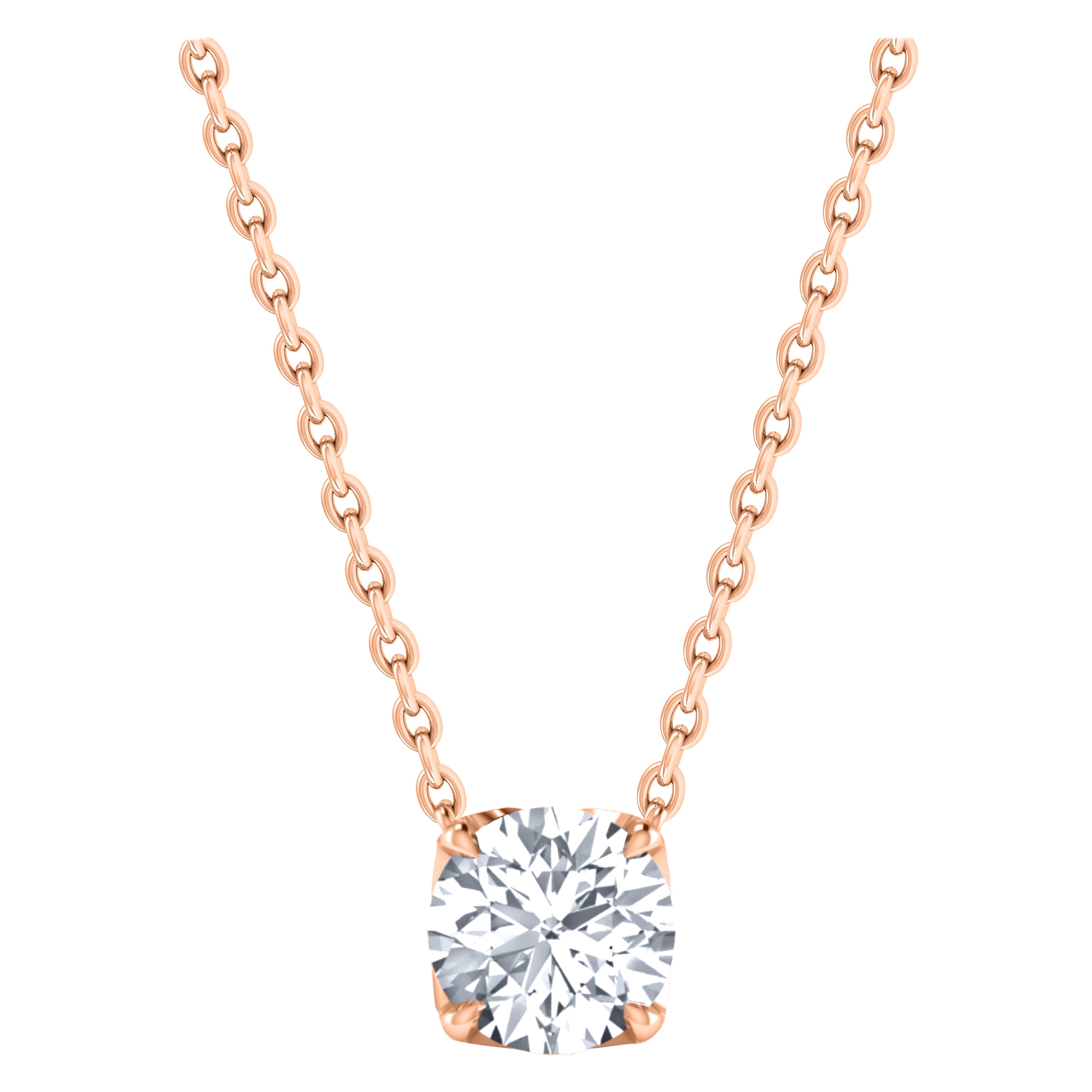 Harakh GIA zertifiziert 0,27 Karat Solitär-Diamant-Anhänger-Halskette aus 18 Kt Gold