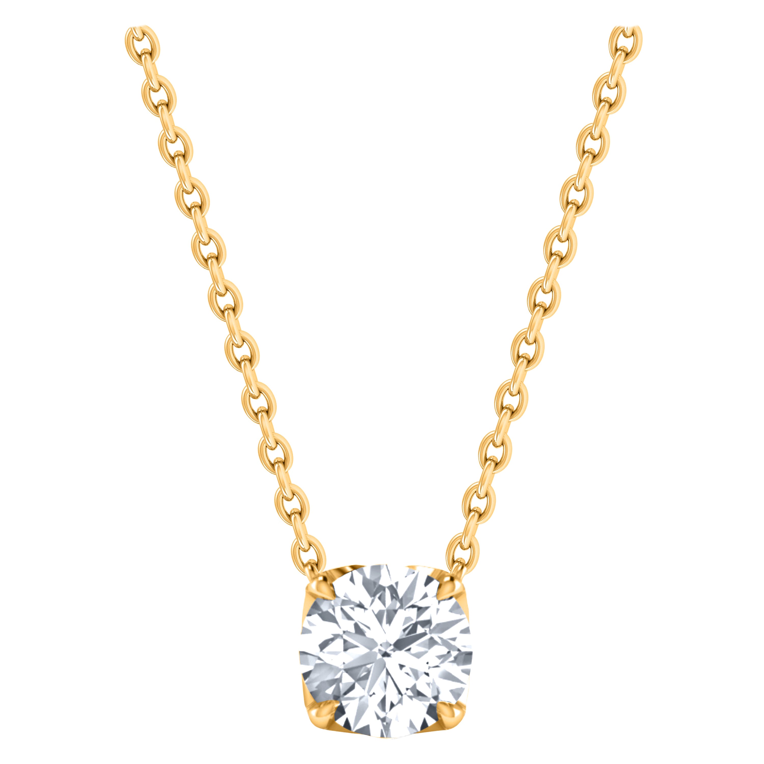 HARAKH GIA Certified 0.27 Carat Solitaire Diamond Pendant Necklace in 18 Kt Gold For Sale