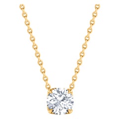 HARAKH GIA Certified 0.27 Carat Solitaire Diamond Pendant Necklace in 18 Kt Gold