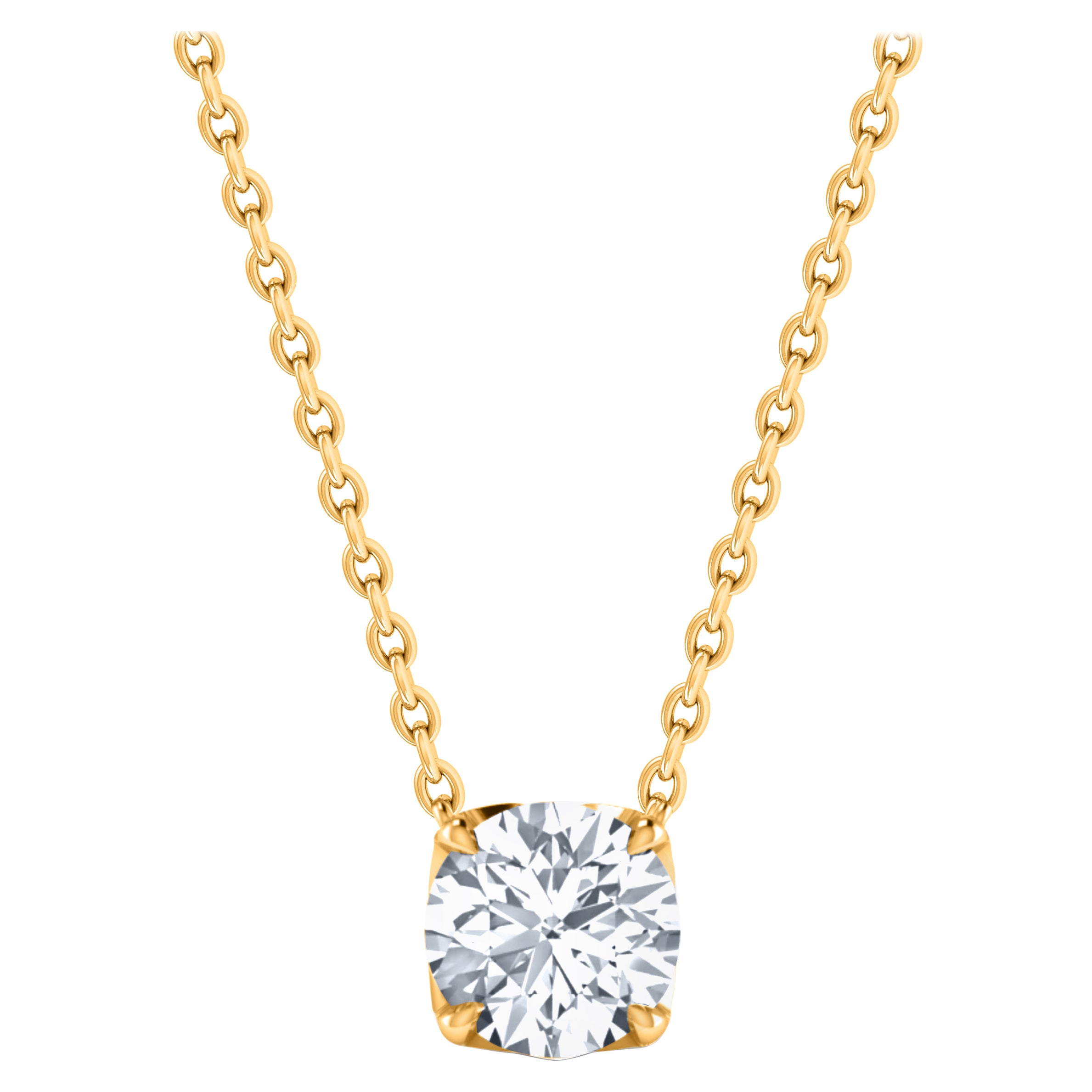 Harakh Halskette mit GIA-zertifiziertem 0,28 Karat Solitär-Diamant-Anhänger aus 18 KT Gold