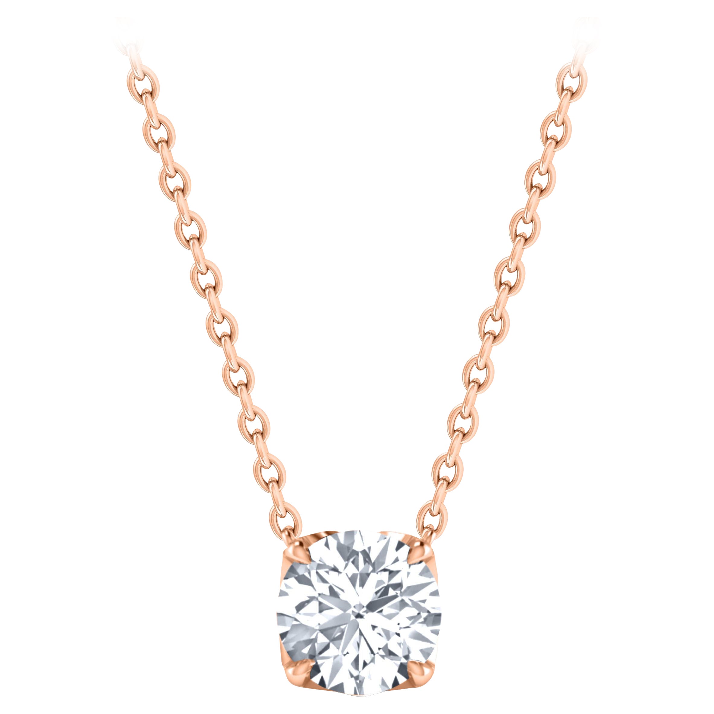 Harakh Halskette mit GIA-zertifiziertem 0,28 Karat Solitär-Diamant-Anhänger aus 18 KT Gold