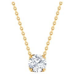 Harakh Collar Colgante de Diamante Solitario Certificado GIA de 0,33 Quilates en Oro de 18 Kt