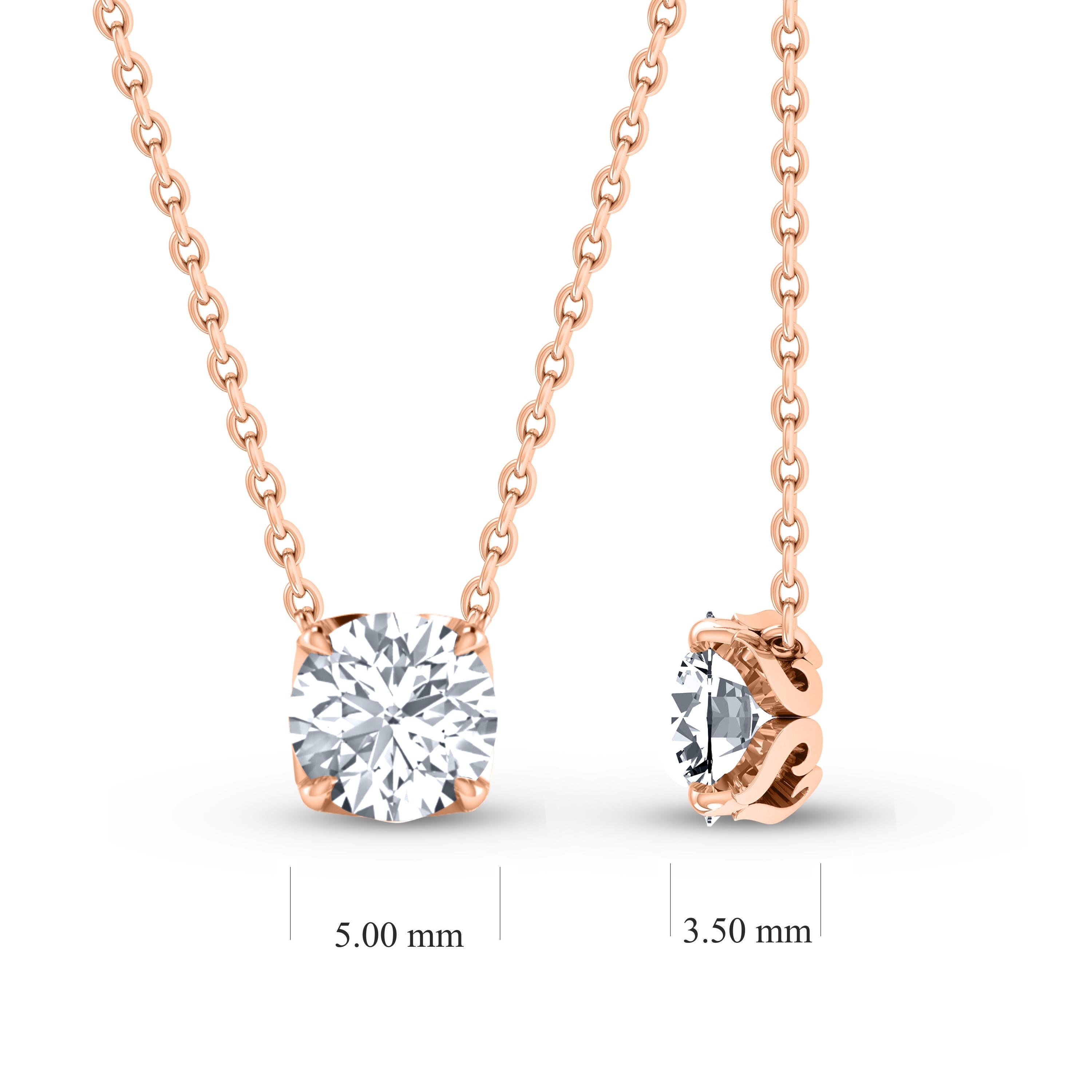 Harakh GIA-zertifizierte 0,34 Karat Solitär-Diamant-Anhänger-Halskette aus 18 Kt Gold (Rundschliff) im Angebot