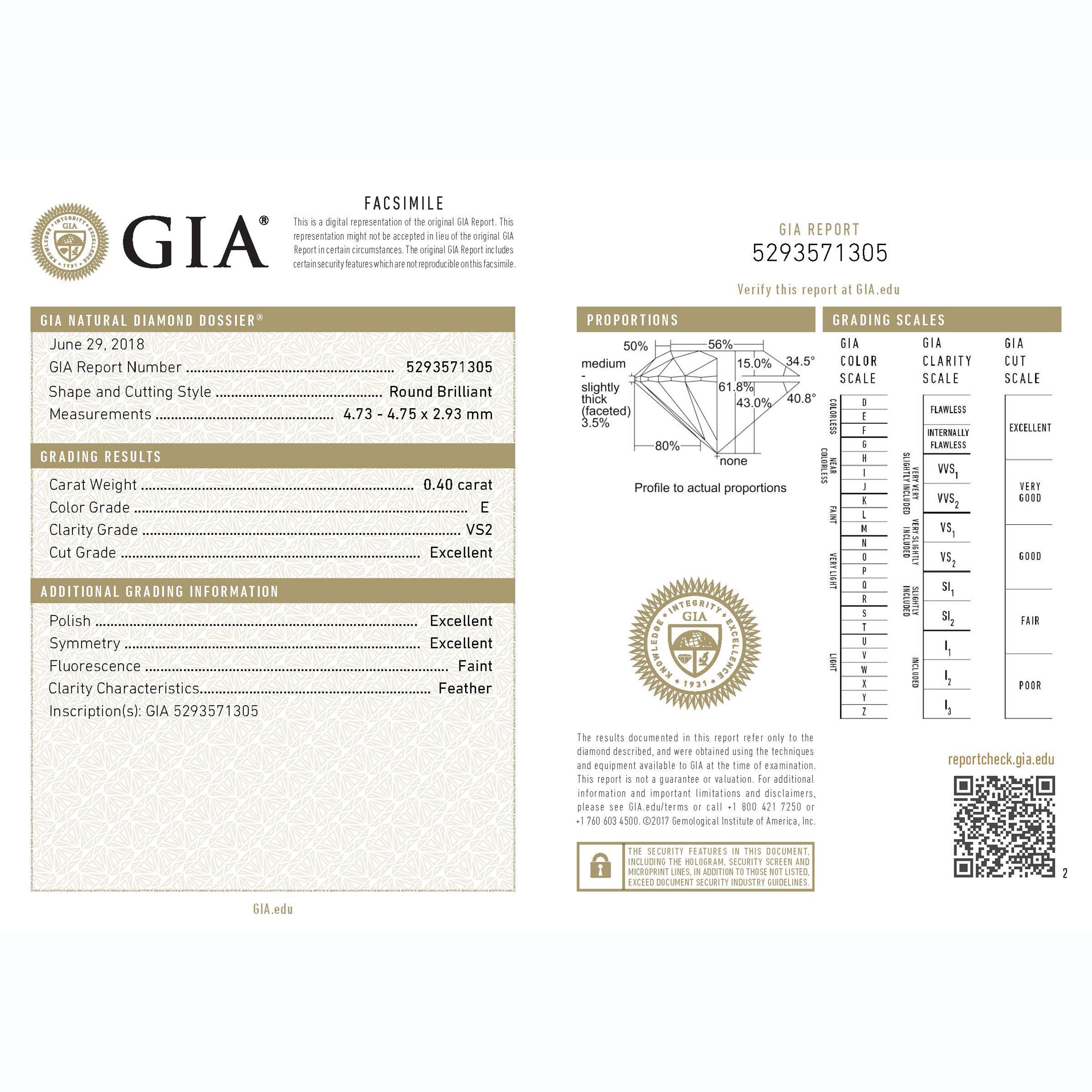 Harakh GIA Certified 0.40 Carat E Color VS2-Clarity Brilliant Cut Loose Diamond In New Condition For Sale In New York, NY