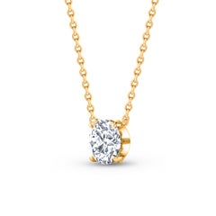 HARAKH GIA Certified 0.45 Carat Solitaire Colorless Diamond Necklace in 18K Gold