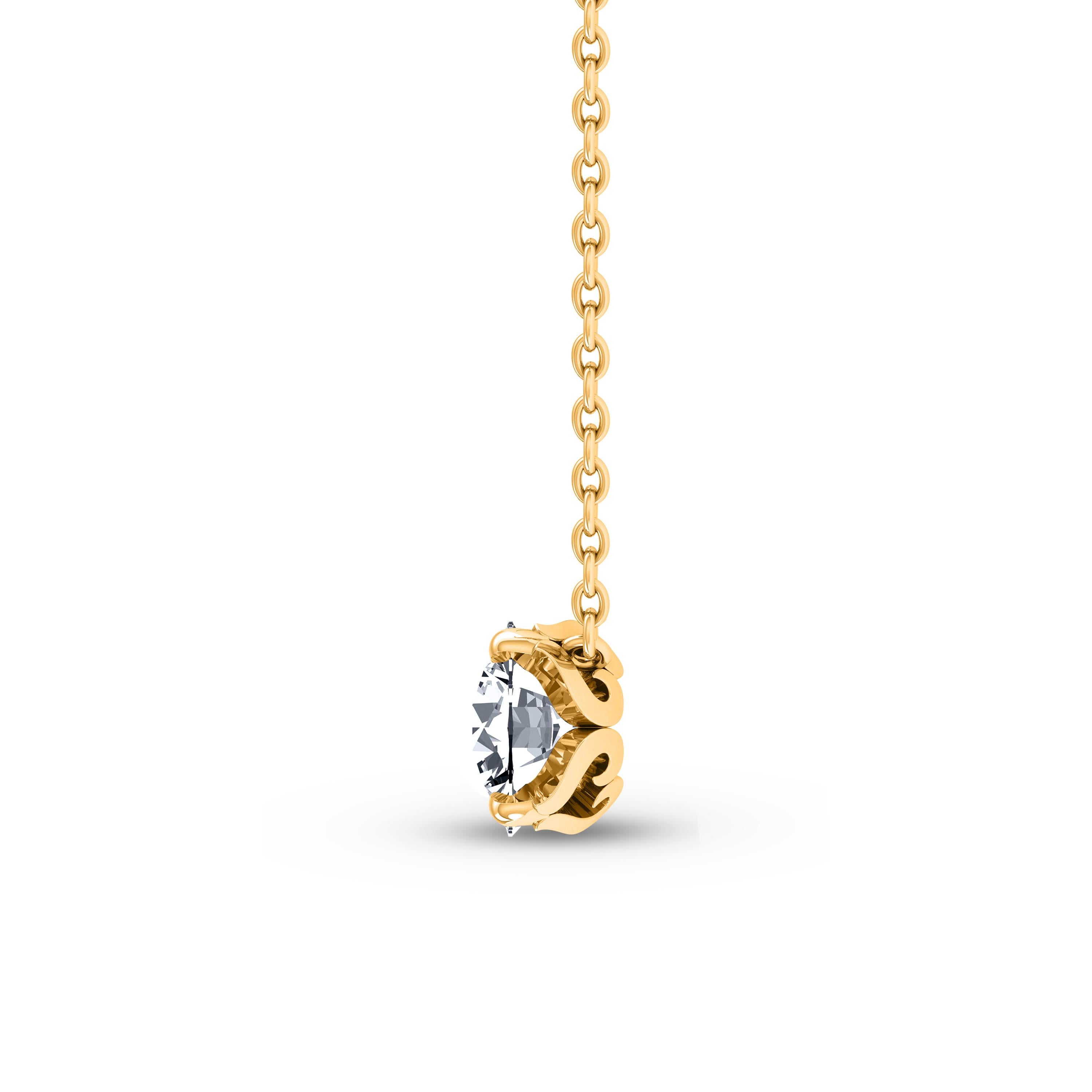 Contemporary HARAKH GIA Certified 0.45 Carat Solitaire Diamond Pendant Necklace in 18 Kt Gold For Sale
