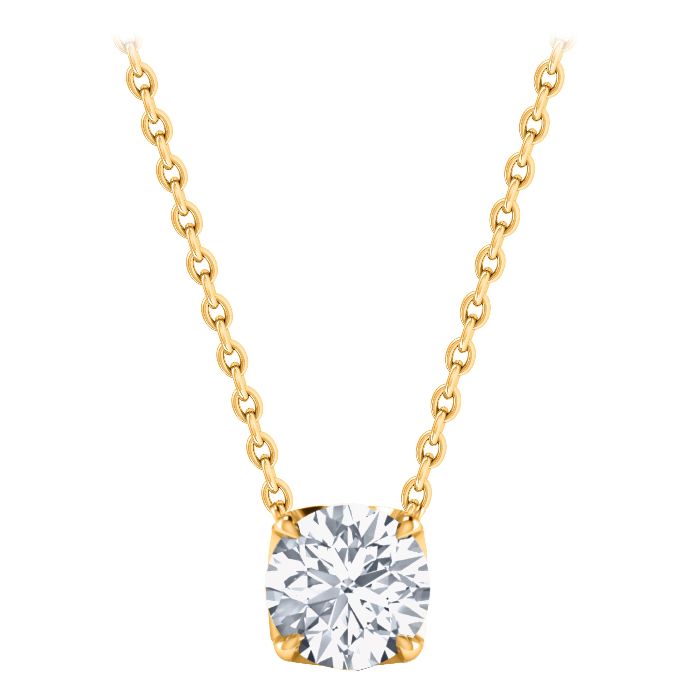 HARAKH GIA Certified 0.45 Carat Solitaire Diamond Pendant Necklace in 18 Kt Gold For Sale