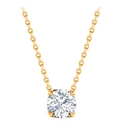 HARAKH GIA Certified 0.45 Carat Solitaire Diamond Pendant Necklace in 18 Kt Gold