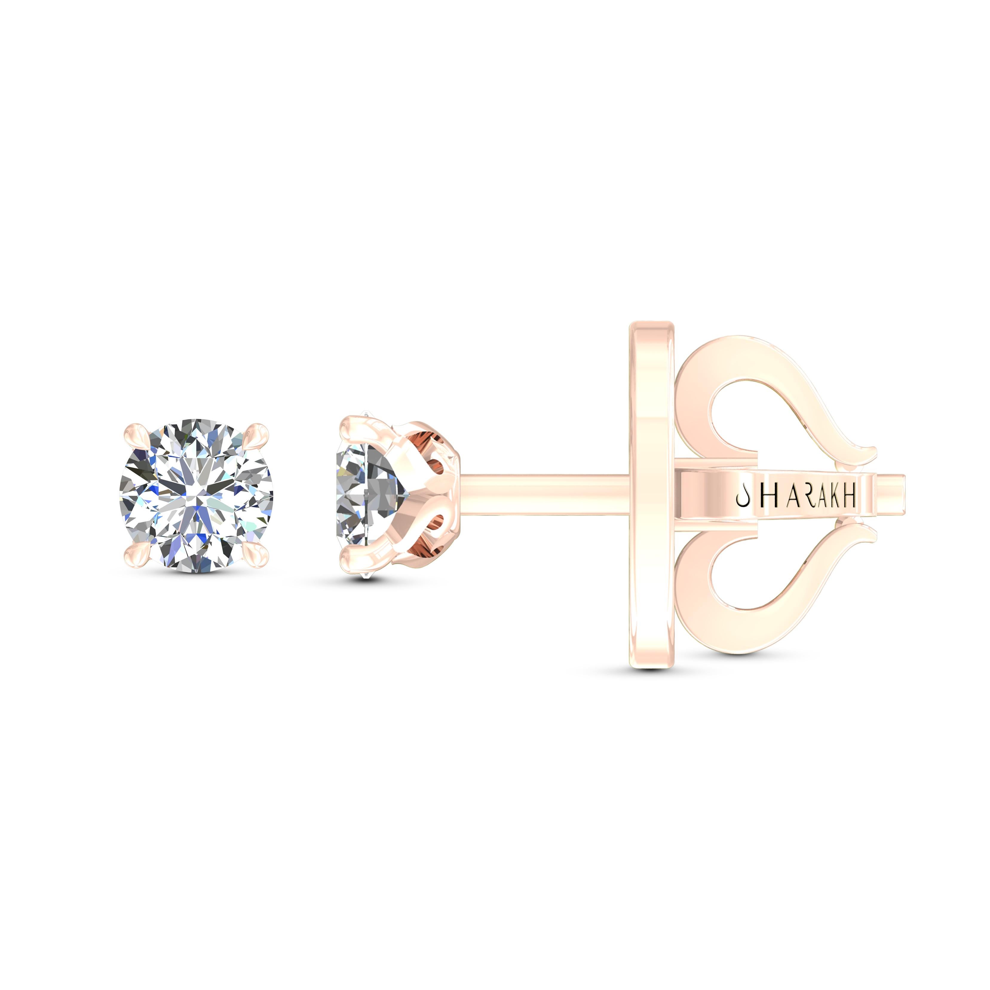 Contemporary Harakh GIA Certified 0.54Carat F Color VS2 Clarity 18 KT Diamond Stud Earrings For Sale