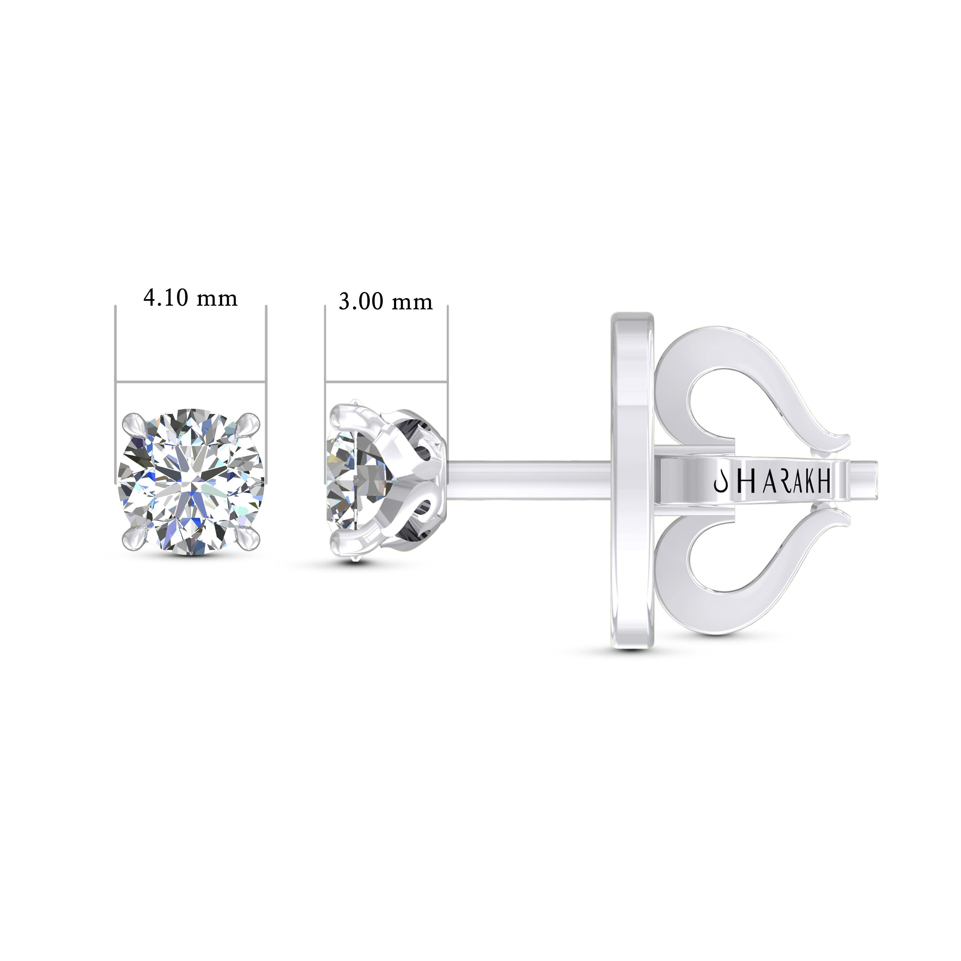 Round Cut Harakh GIA Certified 0.54 Carat F Color VVS1 Clarity 18 KT Diamond Stud Earrings For Sale