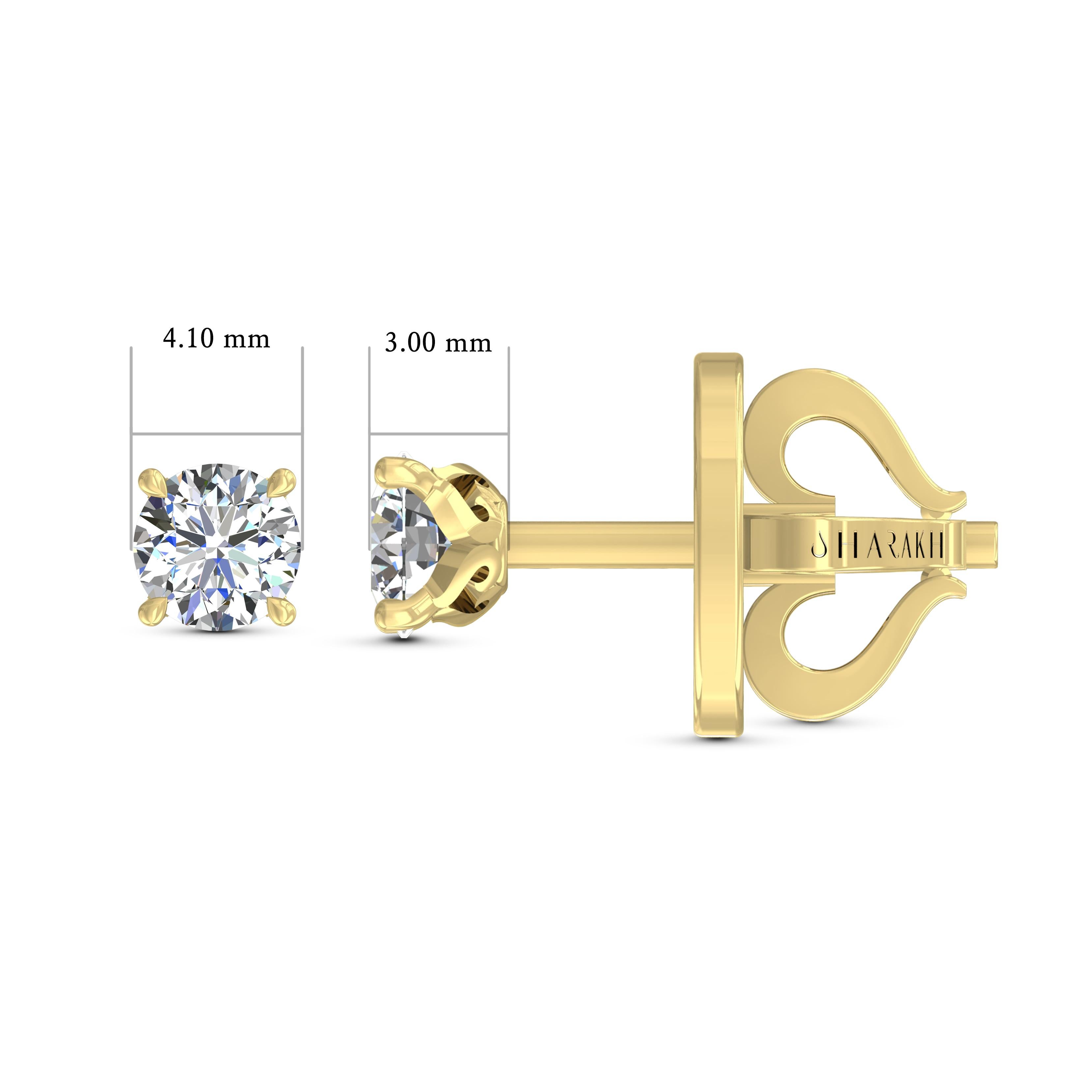 Round Cut Harakh GIA Certified 0.54 Carat D Color VS1 Clarity 18 KT Diamond Stud Earrings For Sale