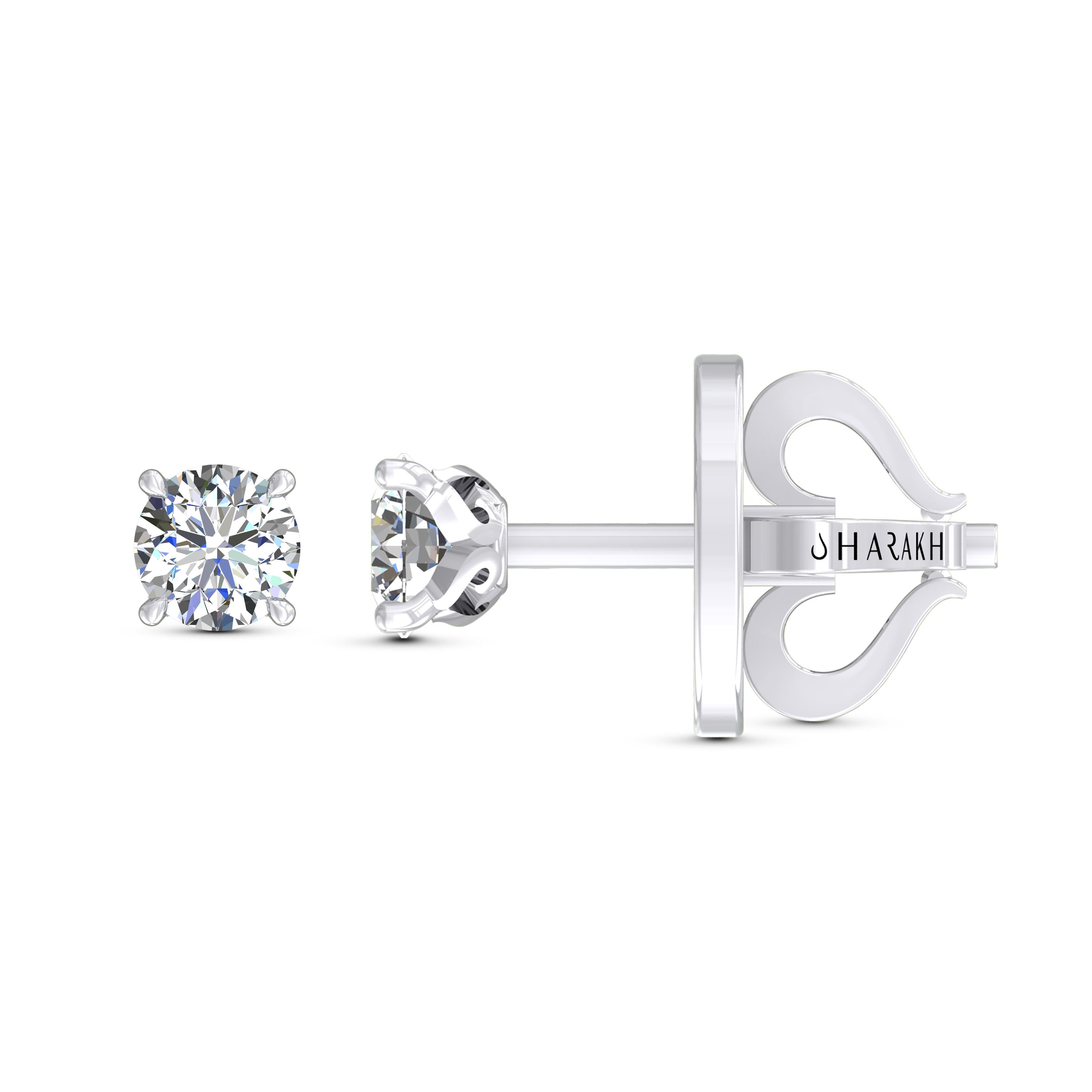 Contemporary Harakh GIA Certified 0.68 Carat F Color VS2 Clarity 18 KT Diamond Stud Earrings For Sale
