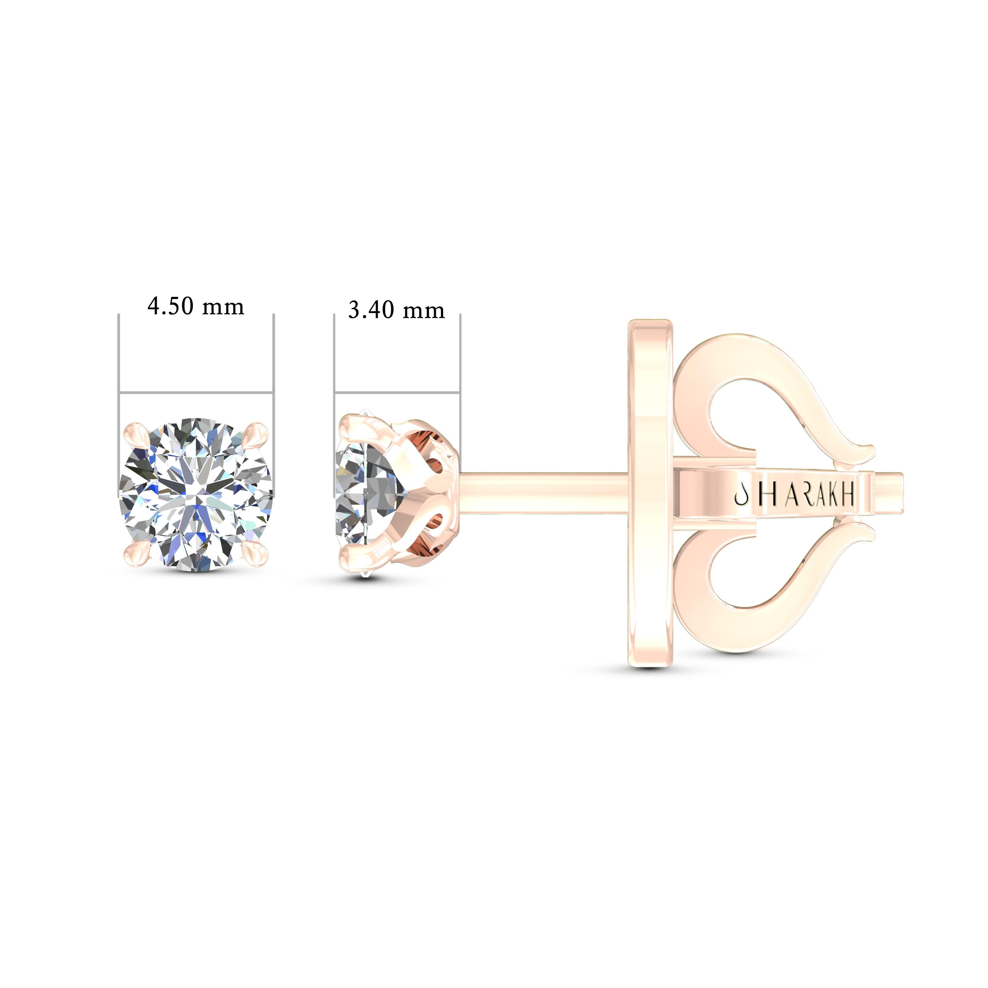 Taille ronde Harakh Clous d'oreilles en diamants 18 KT certifiés GIA de 0,68 carat de couleur F et de pureté VS2 en vente