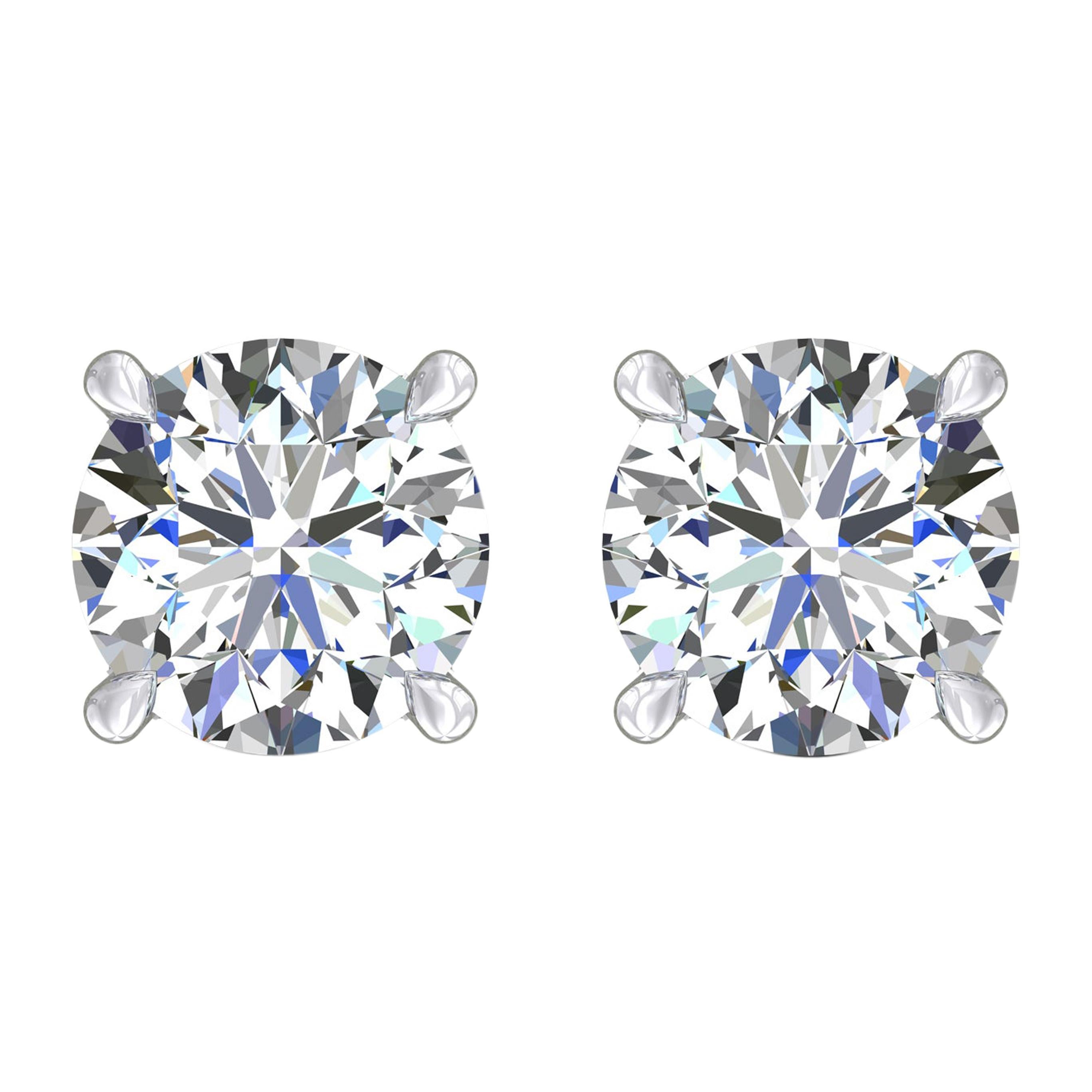 Harakh GIA Certified 0.68 Carat F Color VS2 Clarity 18 KT Diamond Stud Earrings For Sale