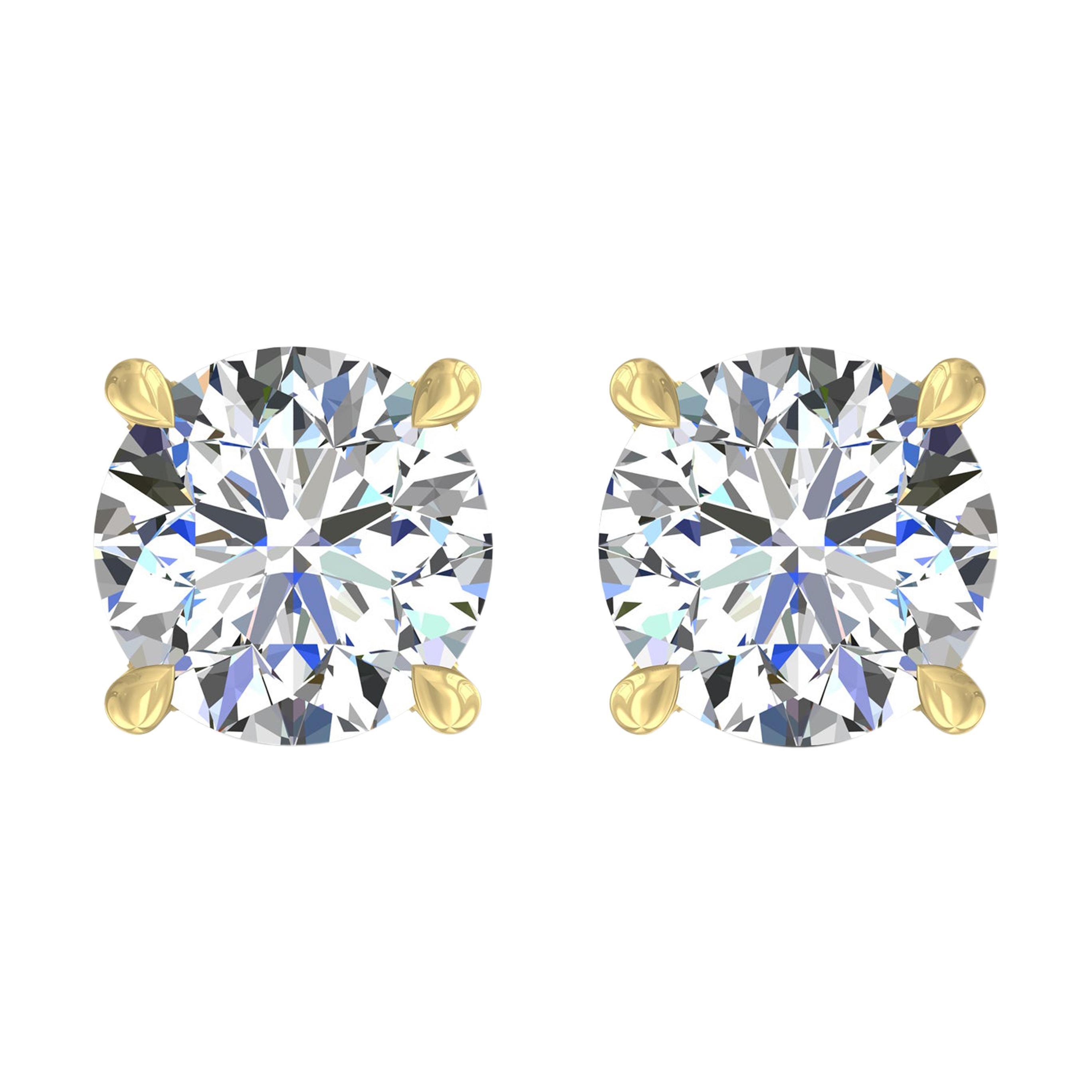 Harakh Clous d'oreilles en diamants 18 KT certifiés GIA de 0,68 carat de couleur F et de pureté VS2