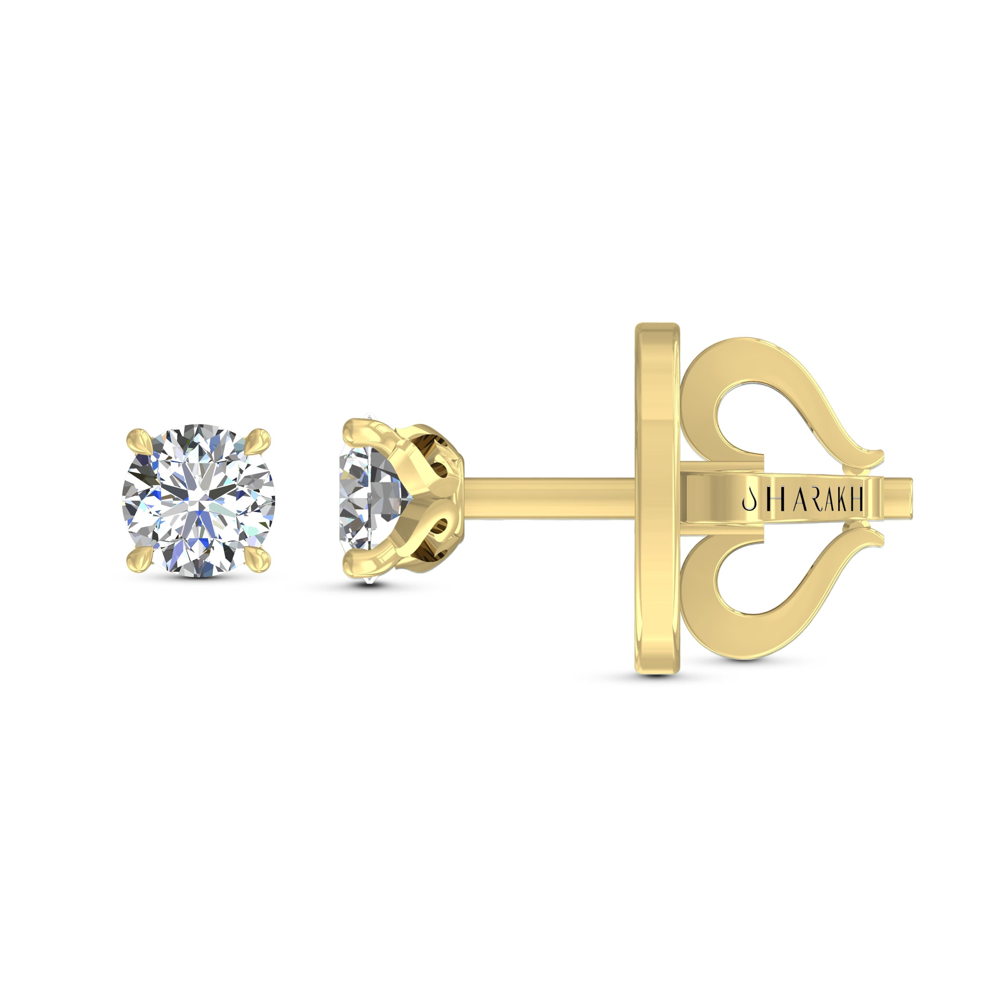 Contemporary Harakh GIA Certified 0.75 Ct Colorless Diamond 18KT Yellow Gold Stud Earrings For Sale