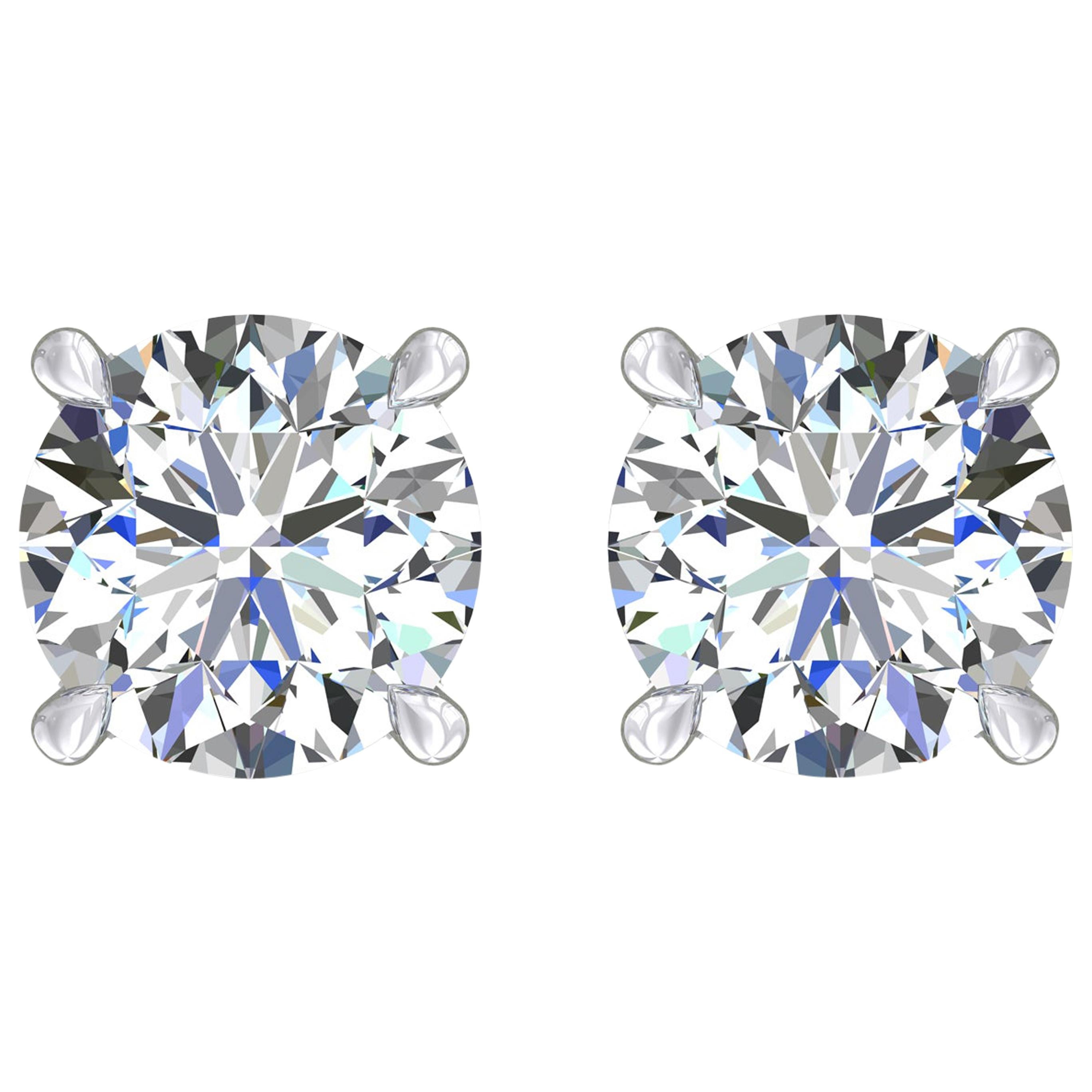 Harakh Clous d'oreilles en diamants 18 carats de 0,80 carat de couleur D-E et de pureté VS2, certifiés GIA en vente