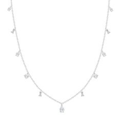 HARAKH GIA Certified 1 1/5 Colorless Diamond Station Necklace 18K White Gold