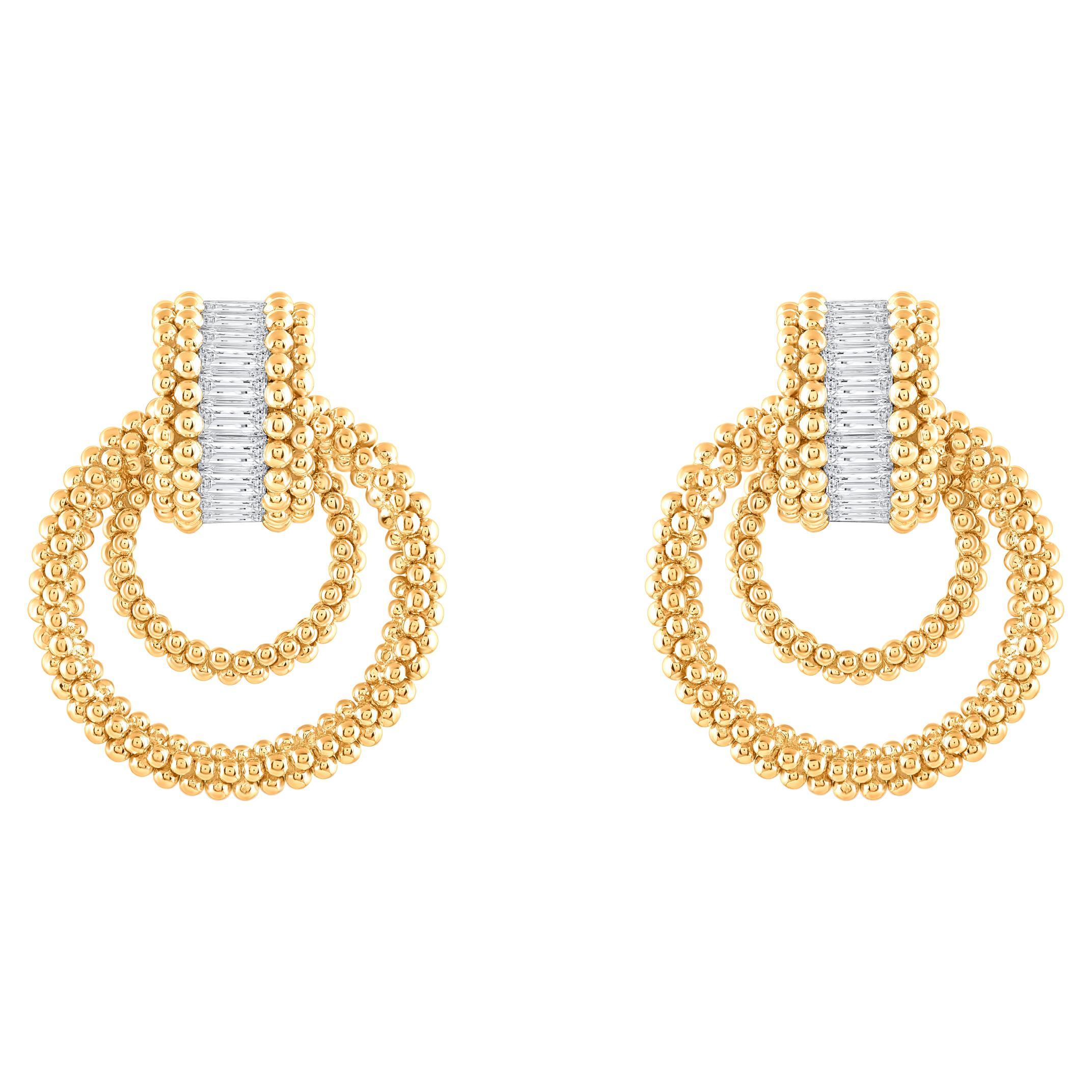 HARAKH GIA zertifiziert 1/2 CT farblos Diamant 18KT Gelbgold Sonnenlicht Ohrringe