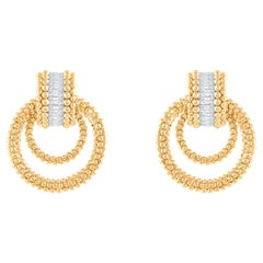 HARAKH GIA Certified 1/2 CT Colorless Diamond 18KT Yellow Gold Sunlight Earrings