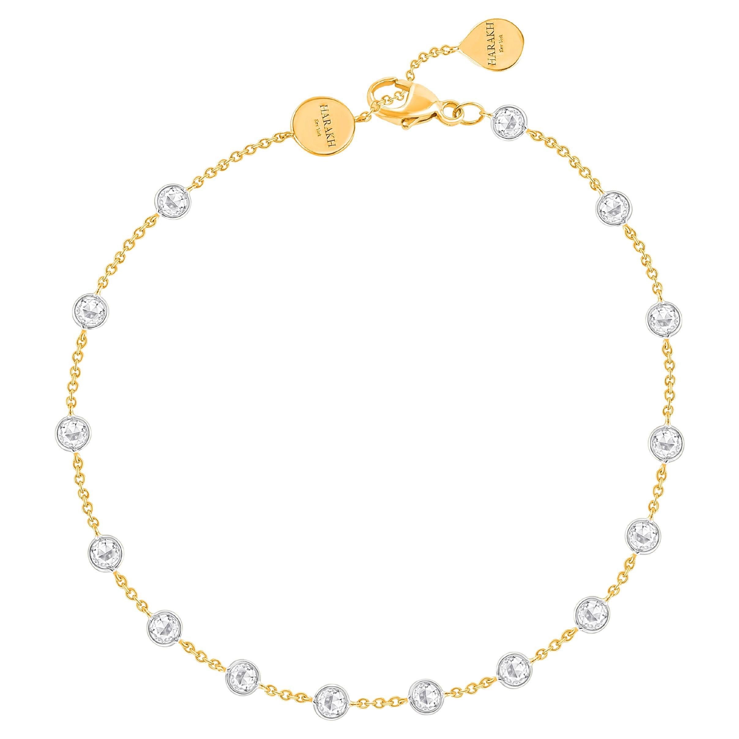 HARAKH GIA Certified 1/2 CT Colorless Diamond Cascade Bracelet in 18KT Gold