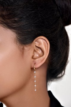 HARAKH GIA Certified 1/3 Carat Colorless Diamond Dangle Earrings in 18KT Gold