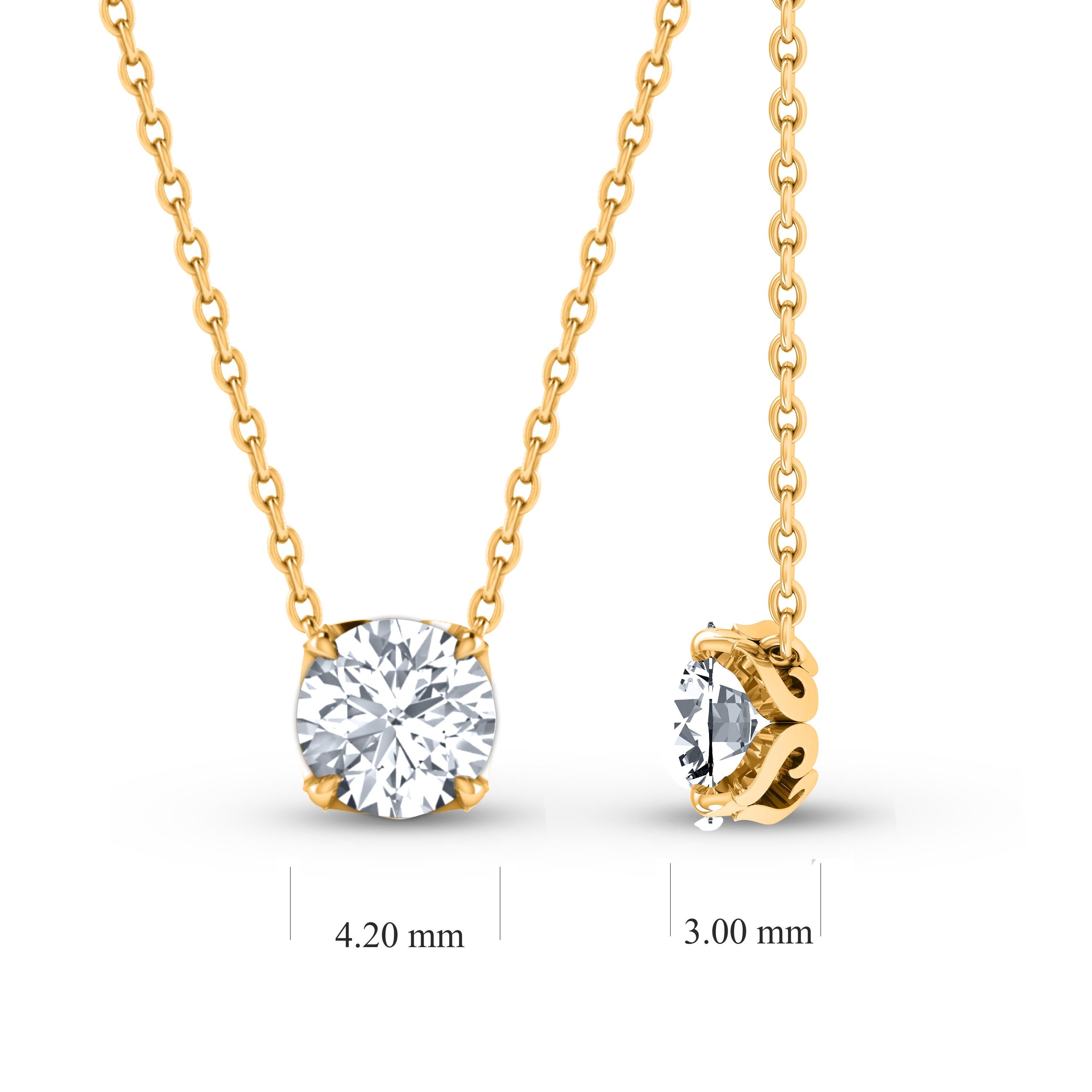 Round Cut Harakh GIA Certified 1/4 Carat Solitaire Diamond Pendant Necklace in 18 Kt Gold For Sale