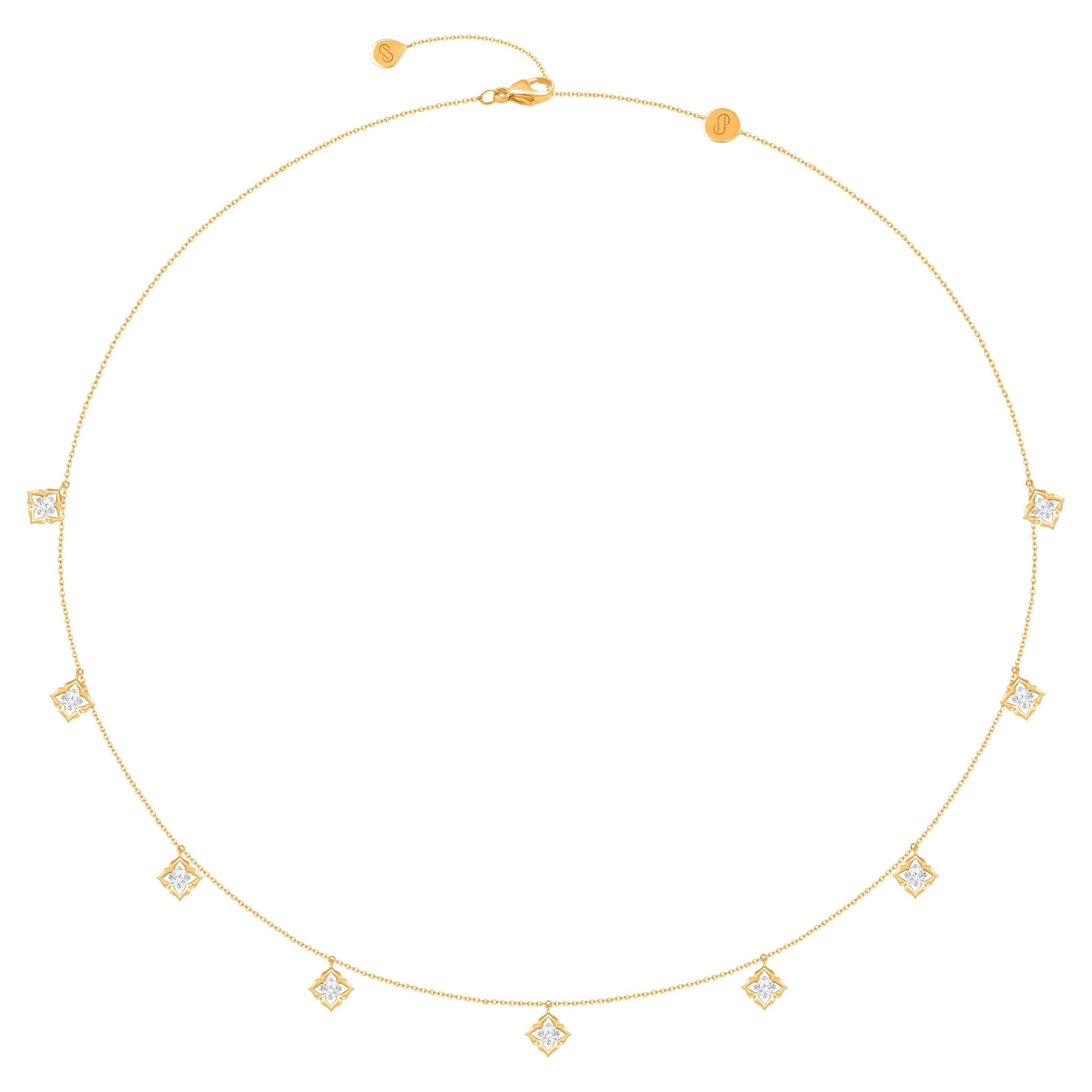 HARAKH GIA Certified 1 CT Colorless Diamond 18K Gold Drop Mandala Necklace