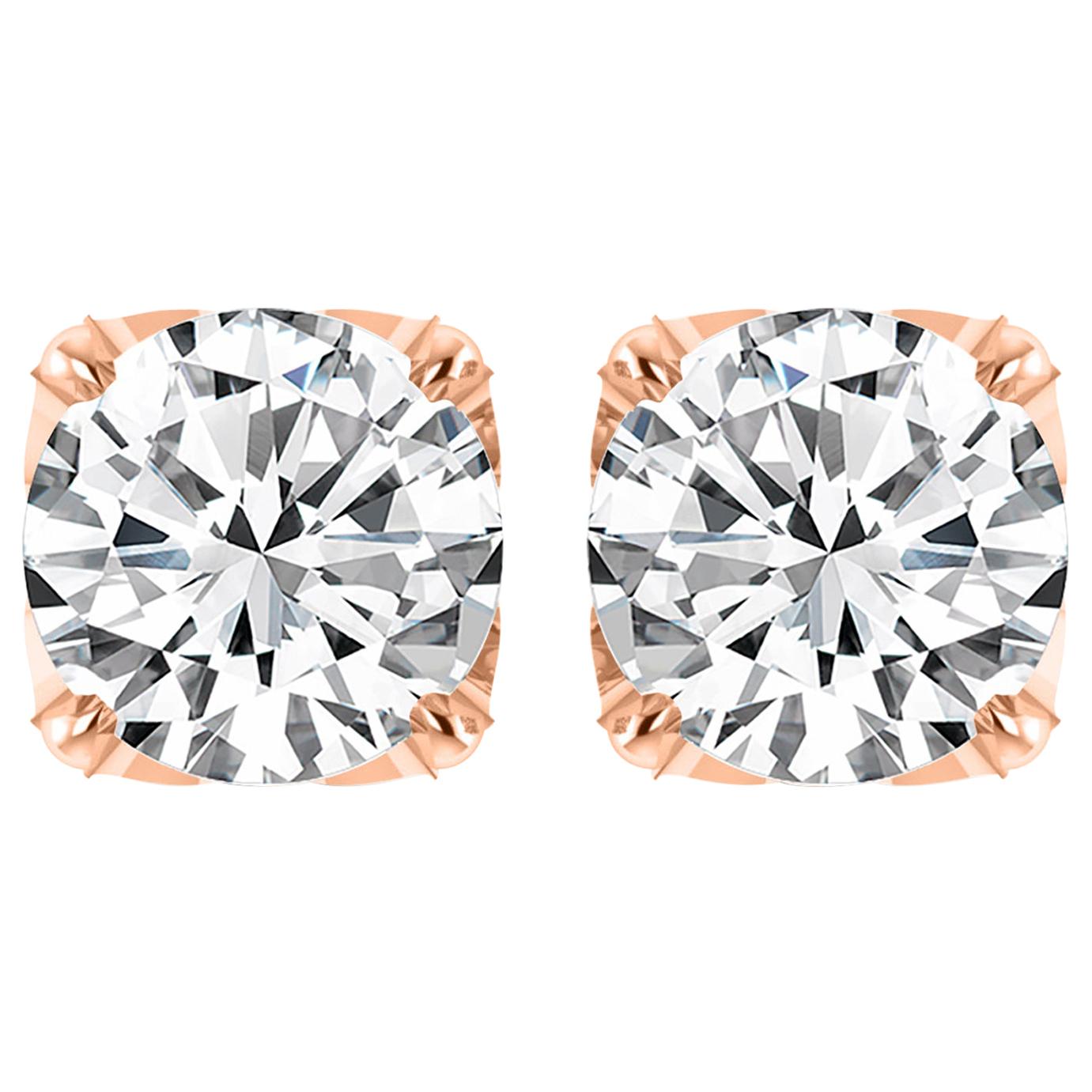 Harakh GIA zertifiziert EF/ VS 1,00 Karat Diamant-Ohrstecker aus 18 Karat Roségold