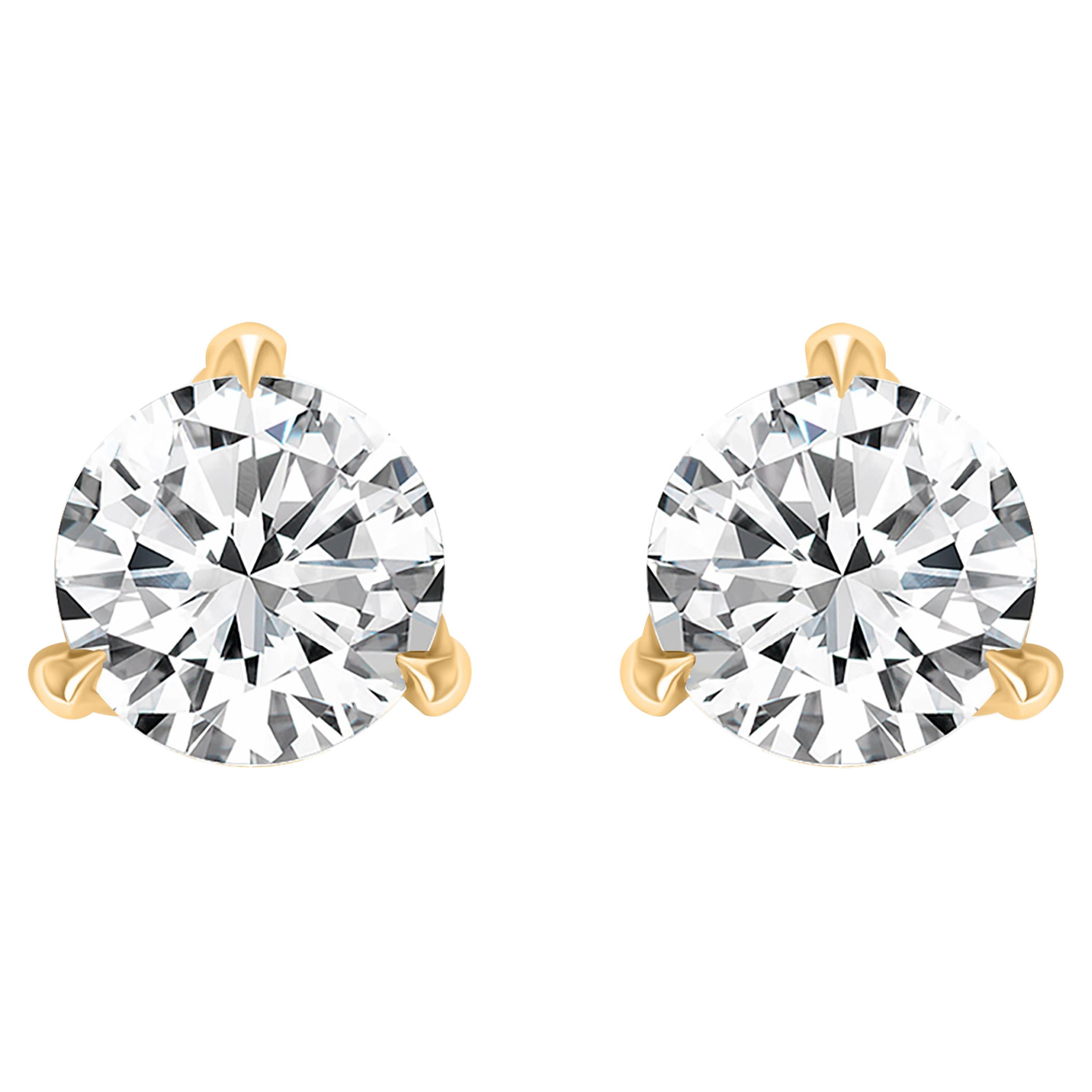 1.25 Ct Round Lab Grown Diamond Earrings Studs 18K White Gold D/VVS 4Prong Screw