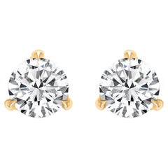 Harakh GIA Certified EF-VS 1.00 Carat Diamond Studs in 18 Karat Yellow Gold