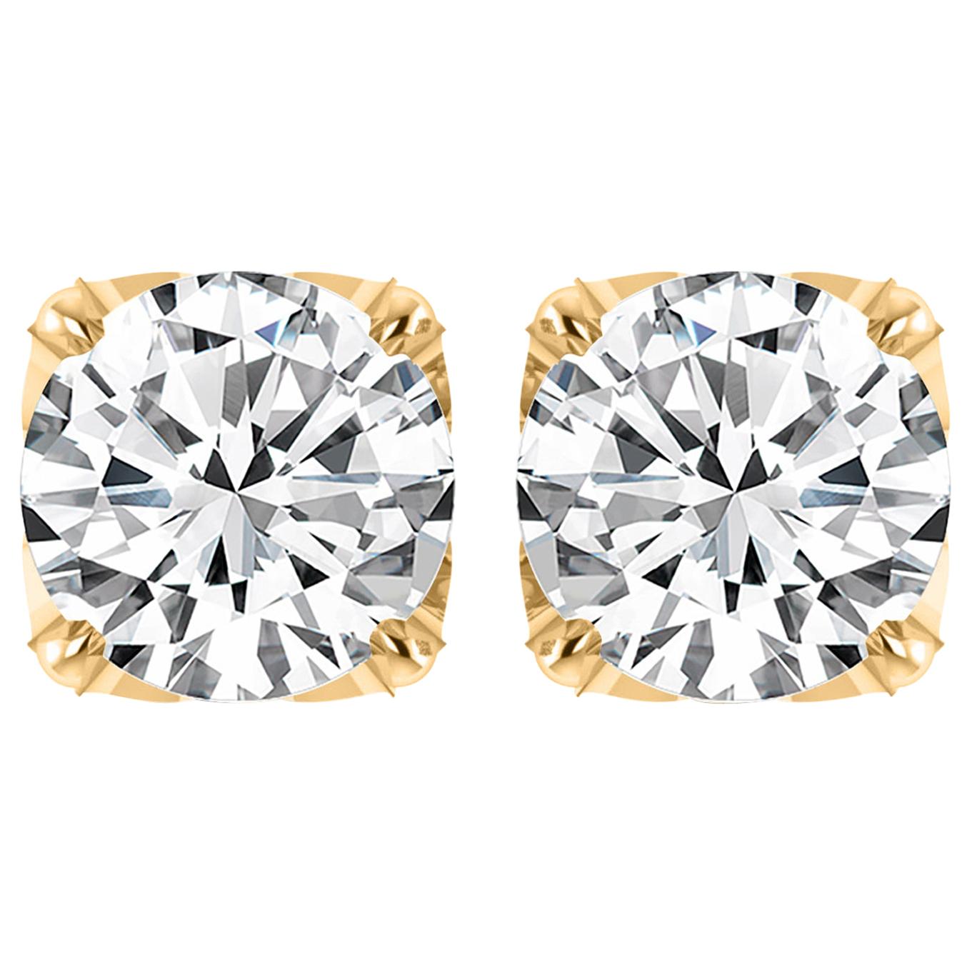 Harakh GIA zertifizierte EF-VVS/VS 1,00 Karat Diamant-Ohrstecker aus 18 Karat Gelbgold