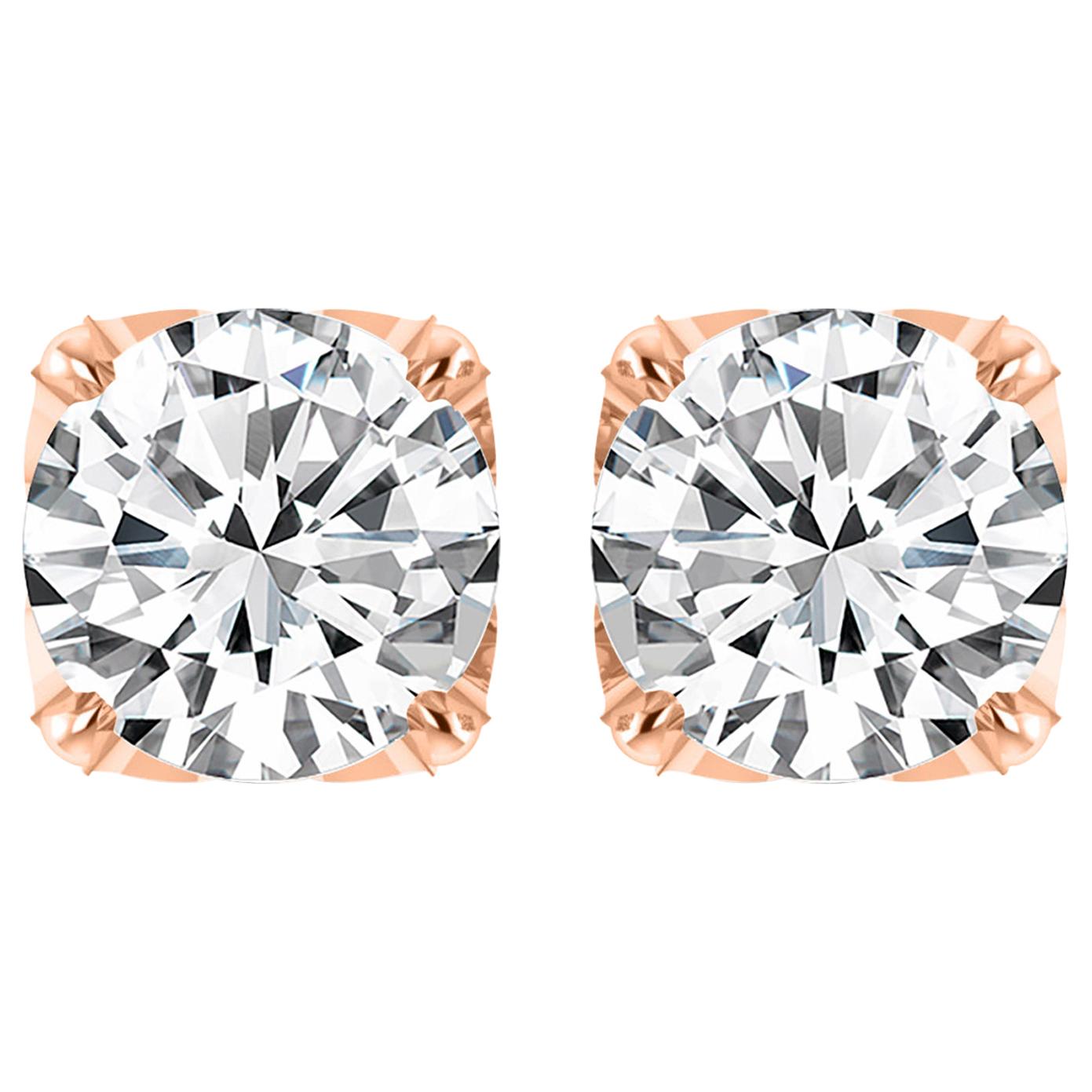 Harakh GIA zertifizierte EF-VVS 1,25 Karat Diamant-Ohrstecker aus 18 Karat Roségold