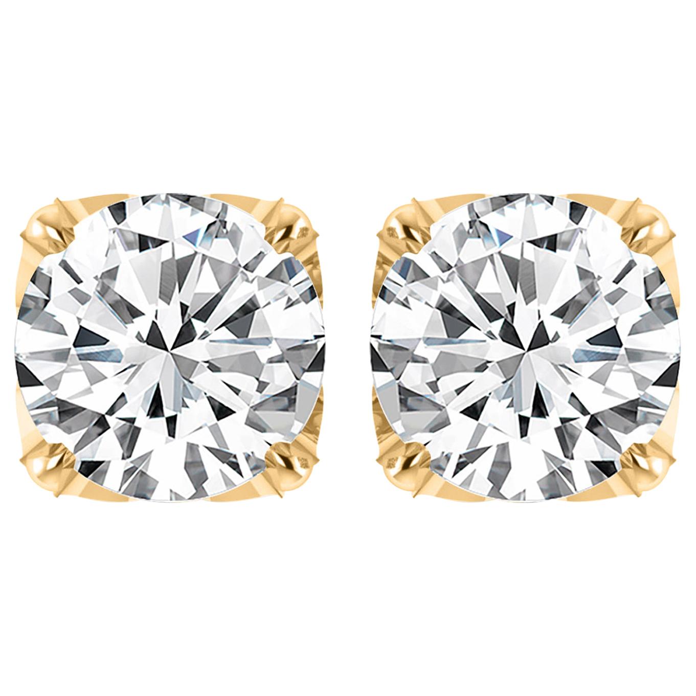 Harakh GIA zertifizierte EF-VS 1,25 Karat Diamant-Ohrstecker aus 18 Karat Gelbgold im Angebot