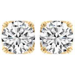 Harakh GIA Certified EF-VS 1.25 Carat Diamond Studs in 18 Karat Yellow Gold