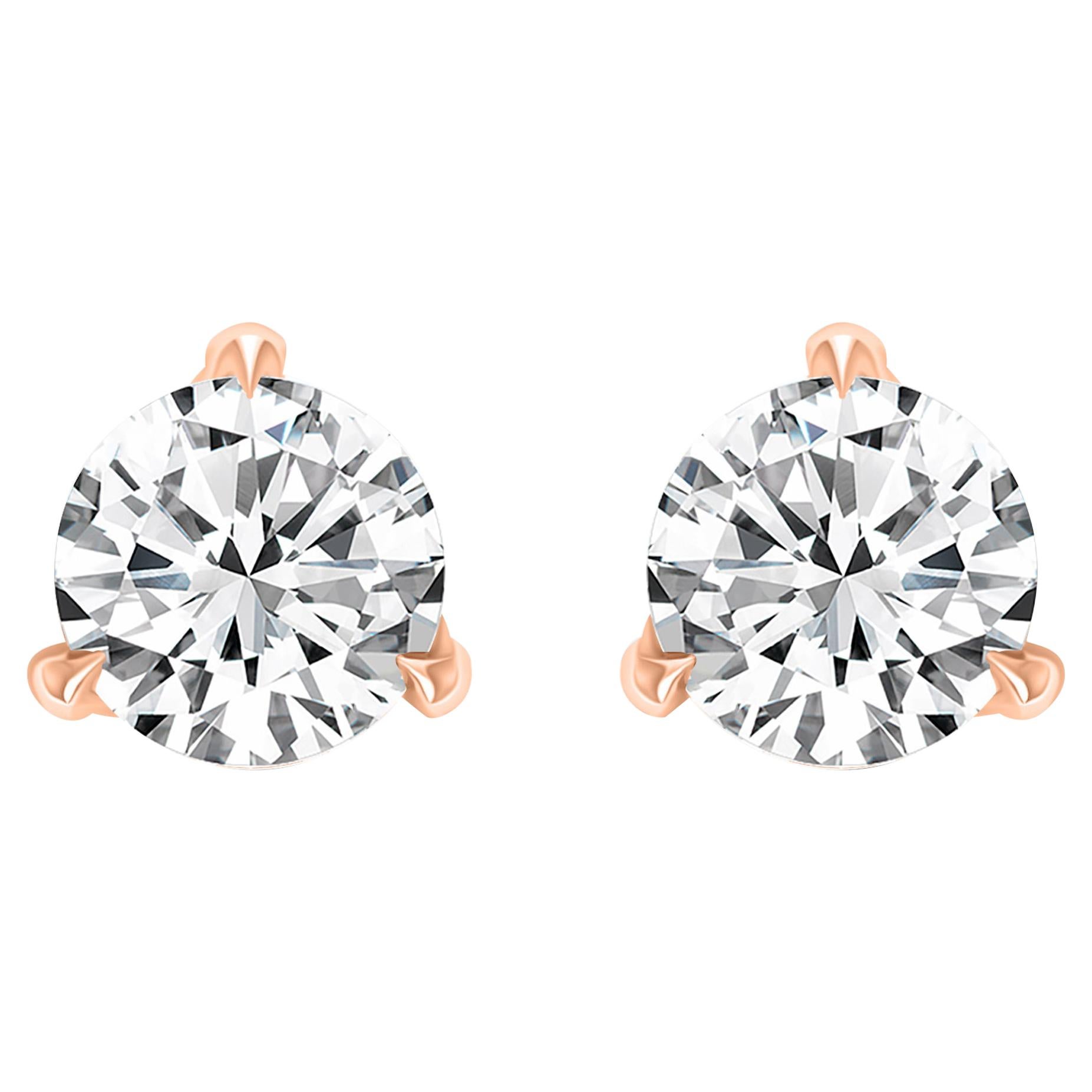 Harakh: GIA-zertifizierte EF-VVS/VS 1,50 Karat Diamant-Ohrstecker aus 18 Karat Roségold