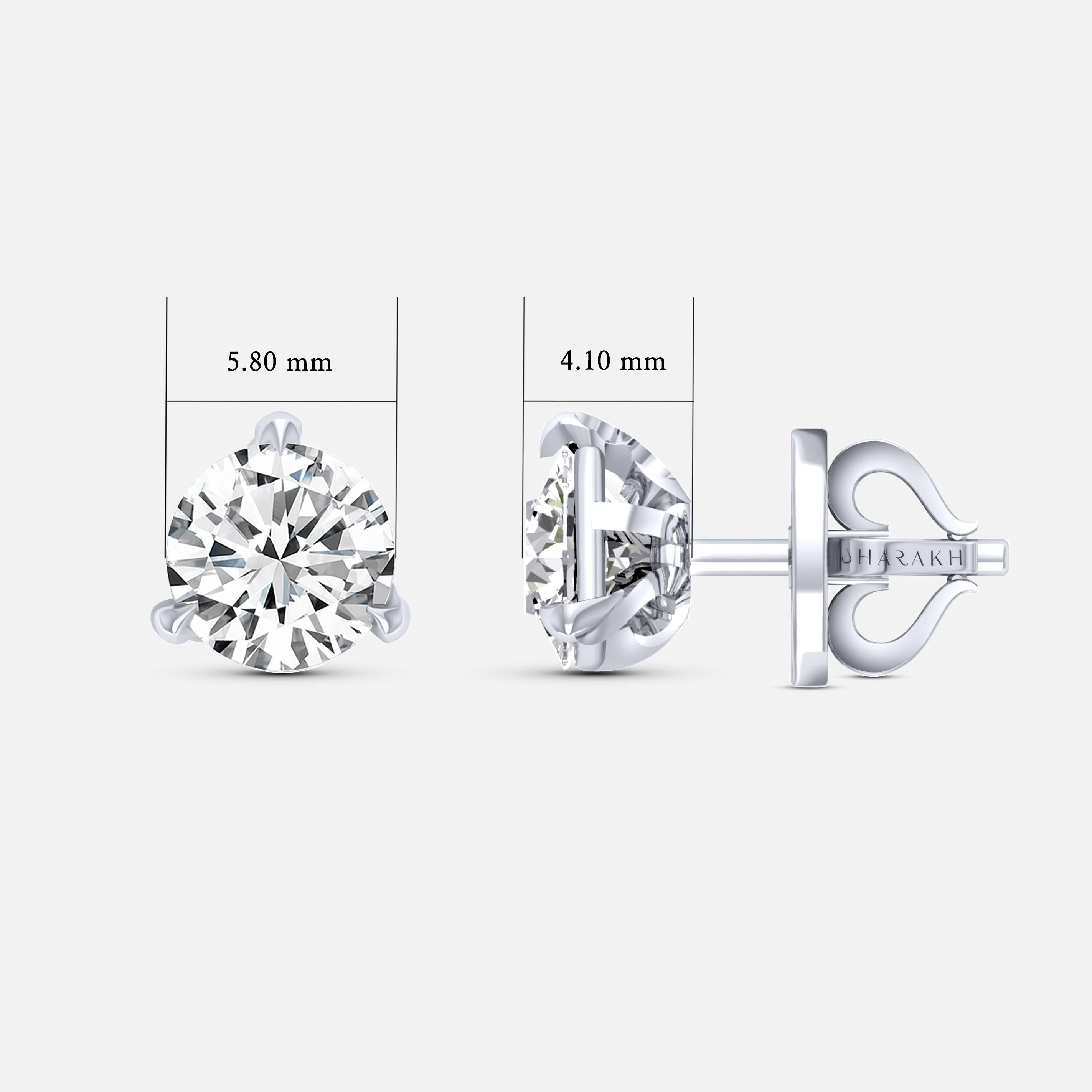 Contemporary Harakh GIA Certified F/VS2 1.50 Carat Diamond Studs in 18 Karat White Gold For Sale