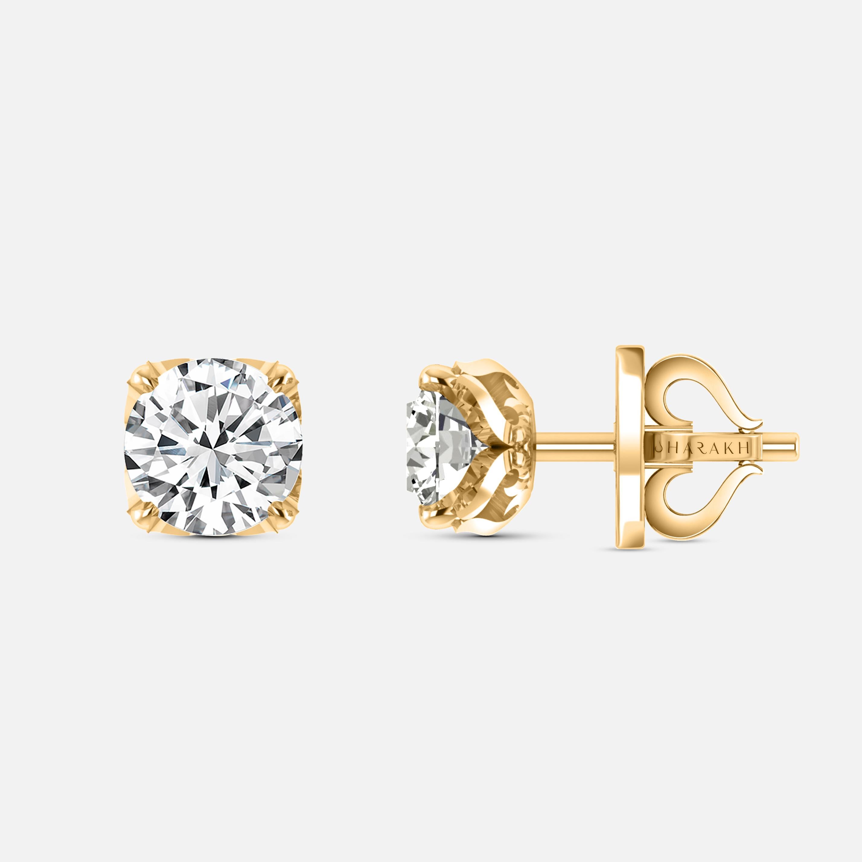 Contemporain Harakh, clous d'oreilles en or jaune 18 carats avec diamants de 1,50 carat certifiés GIA F-VS2 en vente