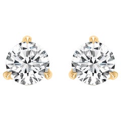 Harakh GIA Certified EF-VS 1.50 Carat Diamond Studs in 18 Karat Yellow Gold