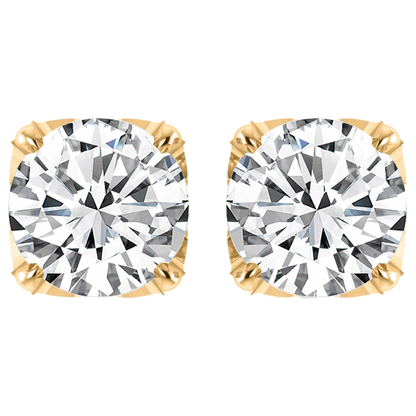 Harakh GIA zertifizierte F-VS2 1,50 Karat Diamant-Ohrstecker aus 18 Karat Gelbgold