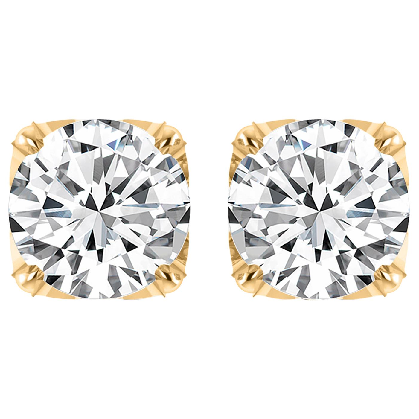 Harakh GIA Certified F-VS2 1.50 Carat Diamond Studs in 18 Karat Yellow Gold