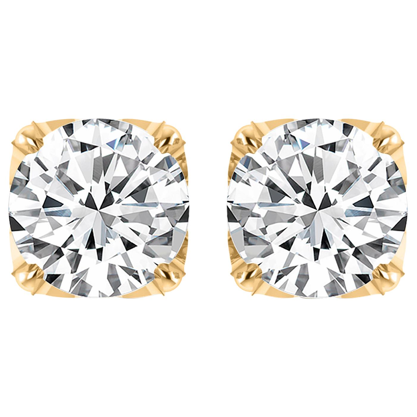 Harakh GIA Certified F-VS2 1.50 Carat Diamond Studs in 18 Karat Yellow Gold