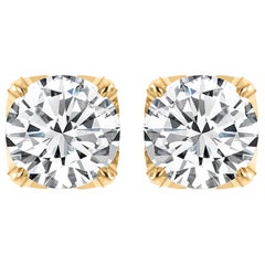 Harakh Clous d'oreilles en or jaune 18 carats avec diamants de 1,50 carat certifiés GIA F-VS2
