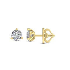 Harakh GIA Certified 2 CTW Colorless Diamonds 18 KT Yellow Gold Stud Earrings