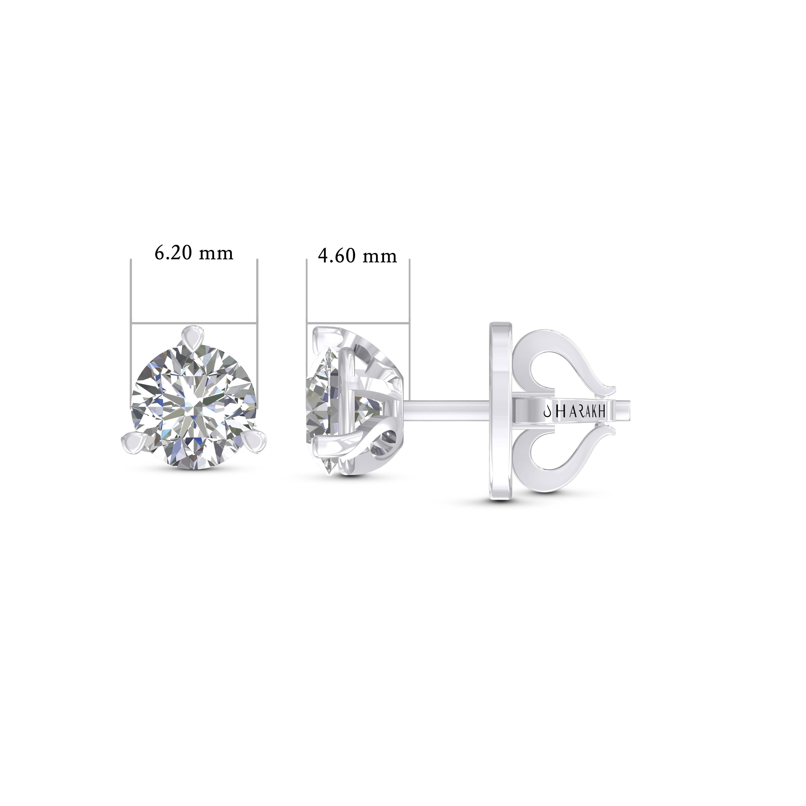 Contemporary Harakh GIA Certified 2.01 Carat F Color VS2 Clarity 18 KT Diamond Stud Earrings