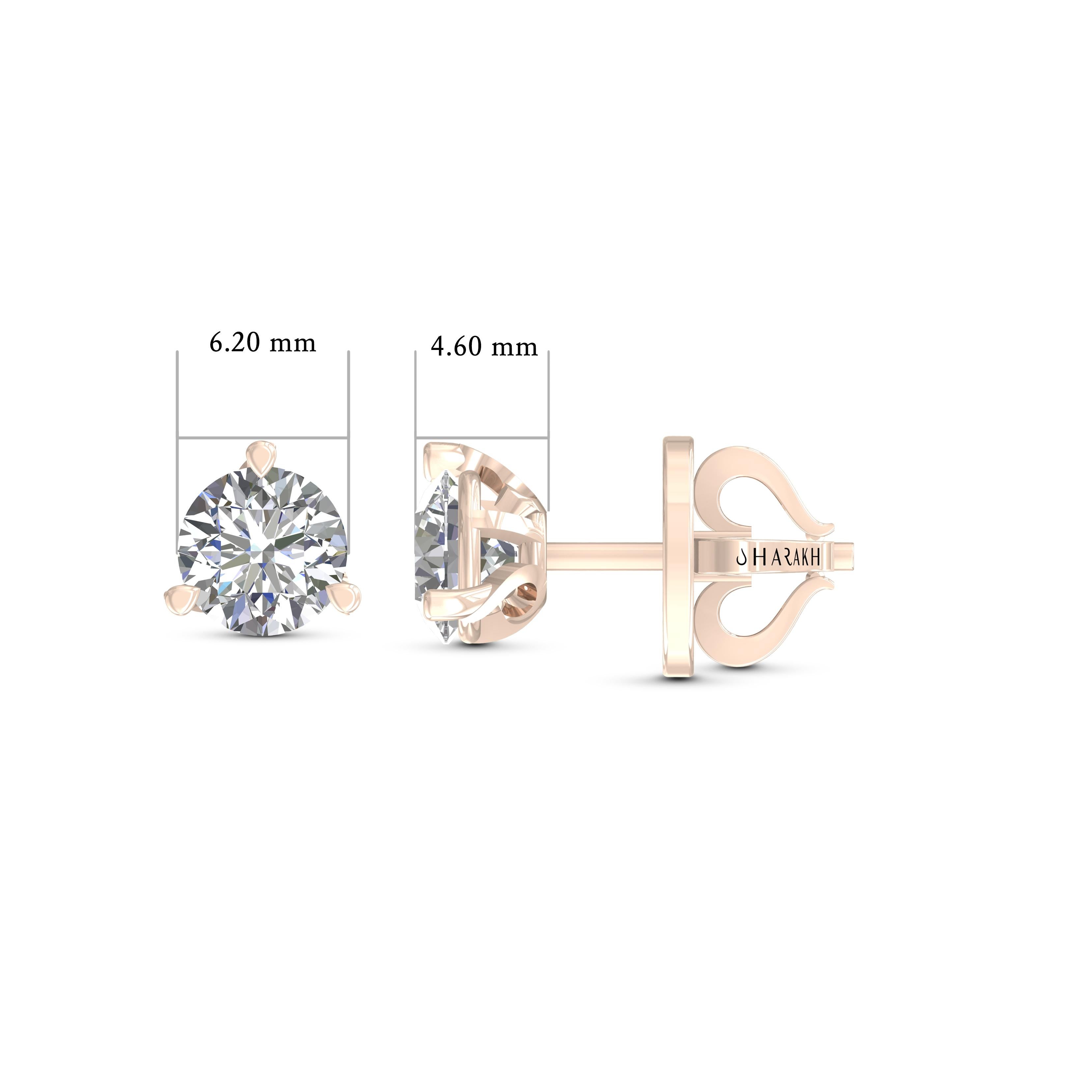 Contemporain Harakh, clous d'oreilles en diamants 18 carats certifiés GIA de 2,00 carats de couleur F et de pureté VS2 en vente