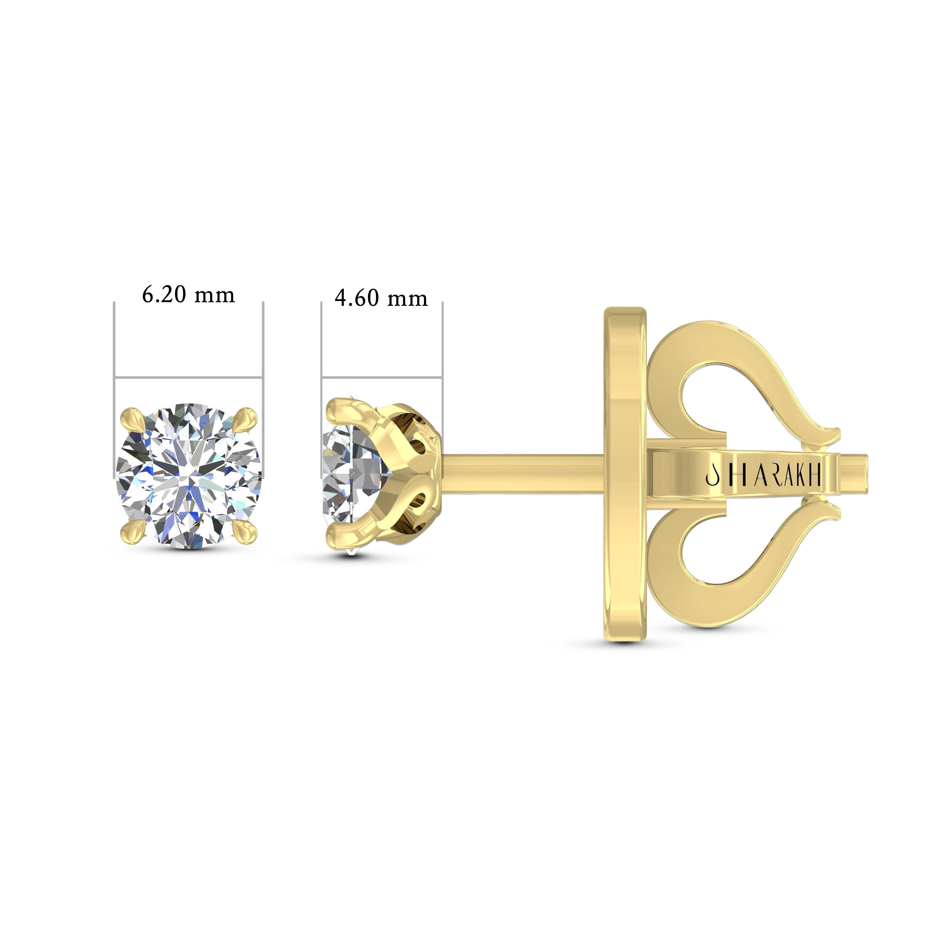 Round Cut Harakh GIA Certified 2.00 Carat F Color VS2 Clarity 18 KT Diamond Stud Earrings For Sale