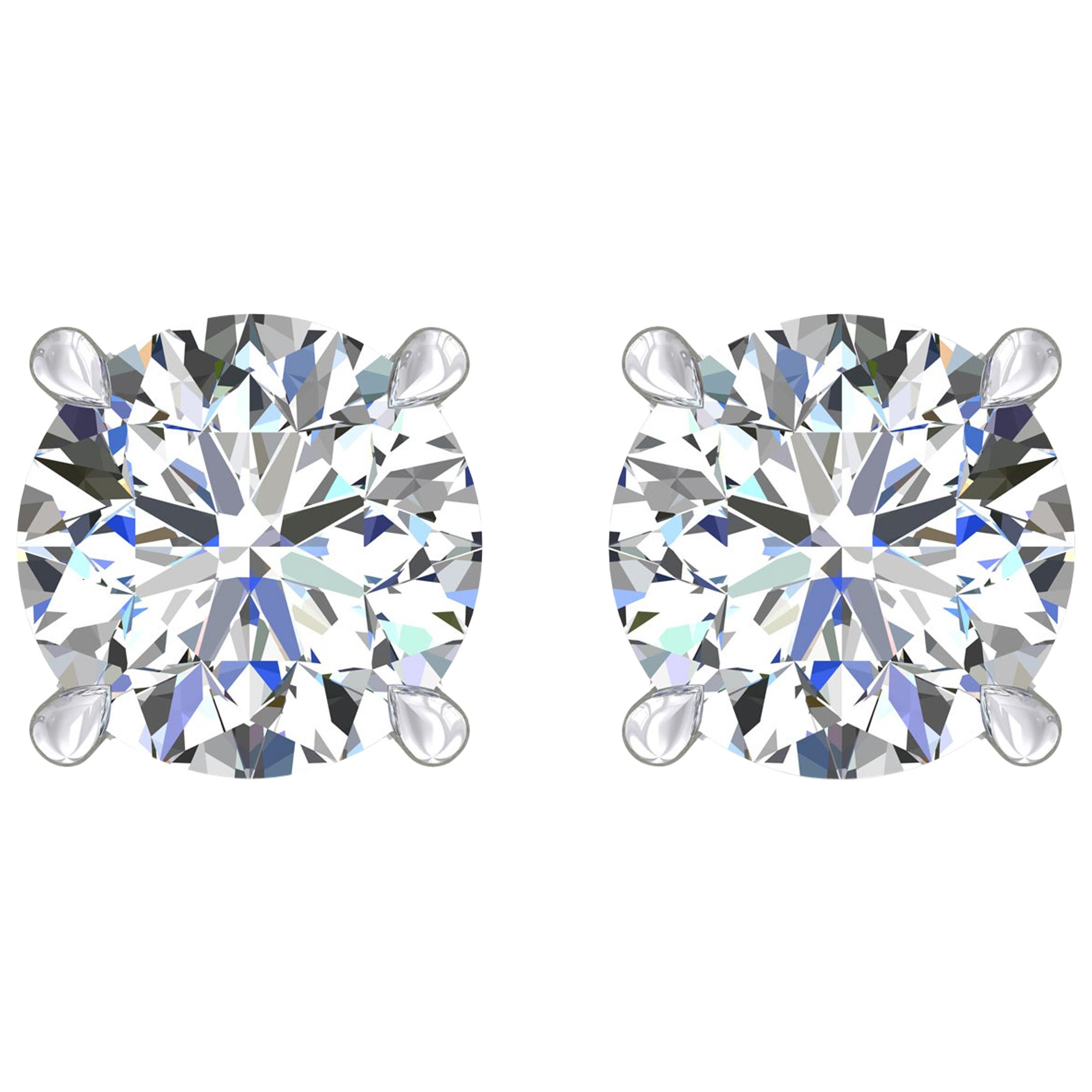 Harakh GIA Certified 2.00 Carat EF Color VS Clarity 18 KT Diamond Stud Earrings For Sale